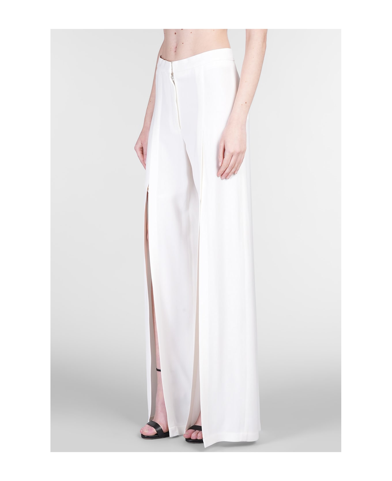 Mugler Pants In White Viscose - white