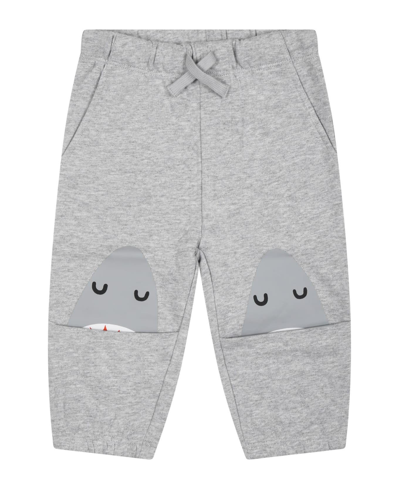 Stella McCartney Gray Trousers For Baby Boy With Shark Fin Print - Grigio ボトムス