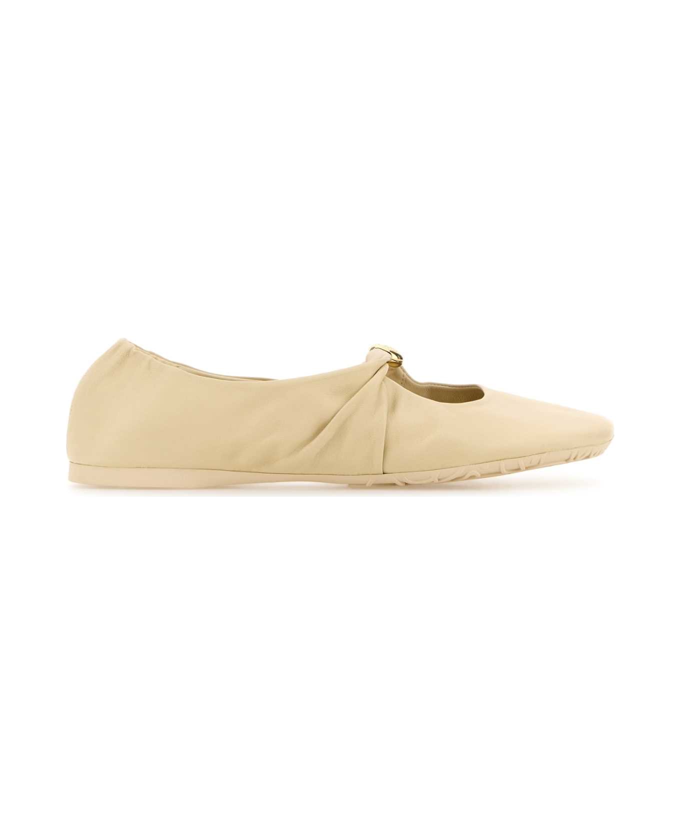 Loewe Cream Nappa Leather Pebble Ballerinas - DOUGH
