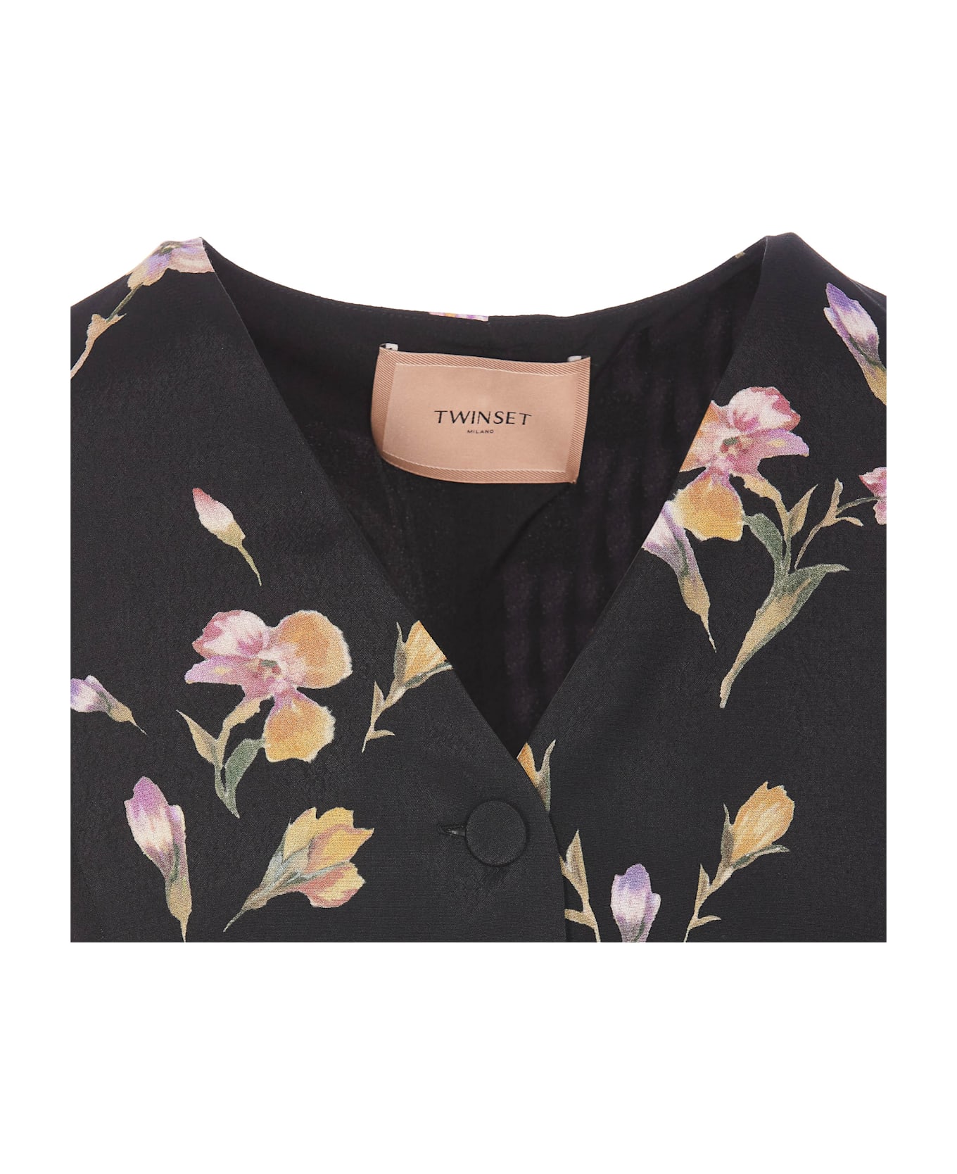 TwinSet Floral Print Gilet - Black
