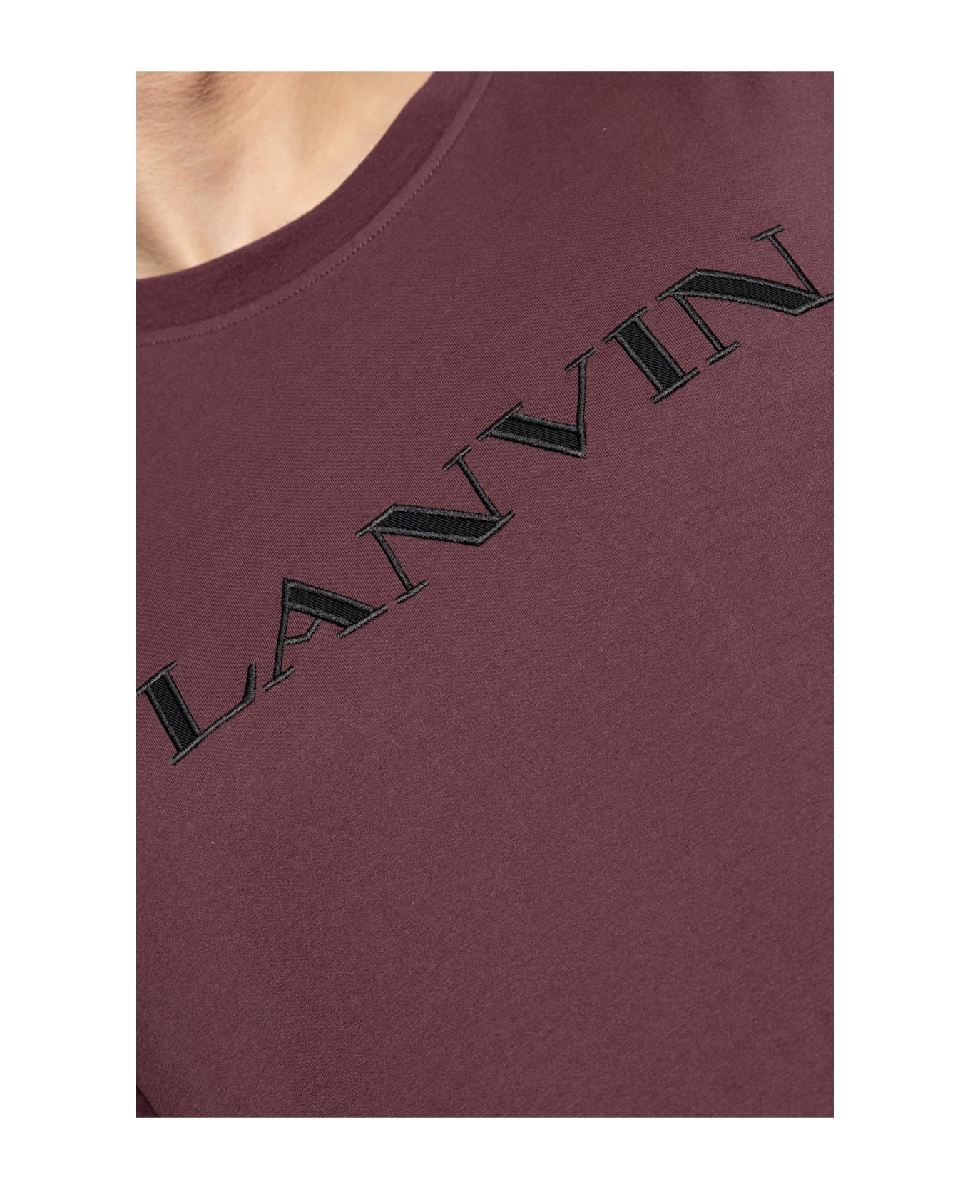 Lanvin T-shirt With Embroidered Logo - BORDEAUX