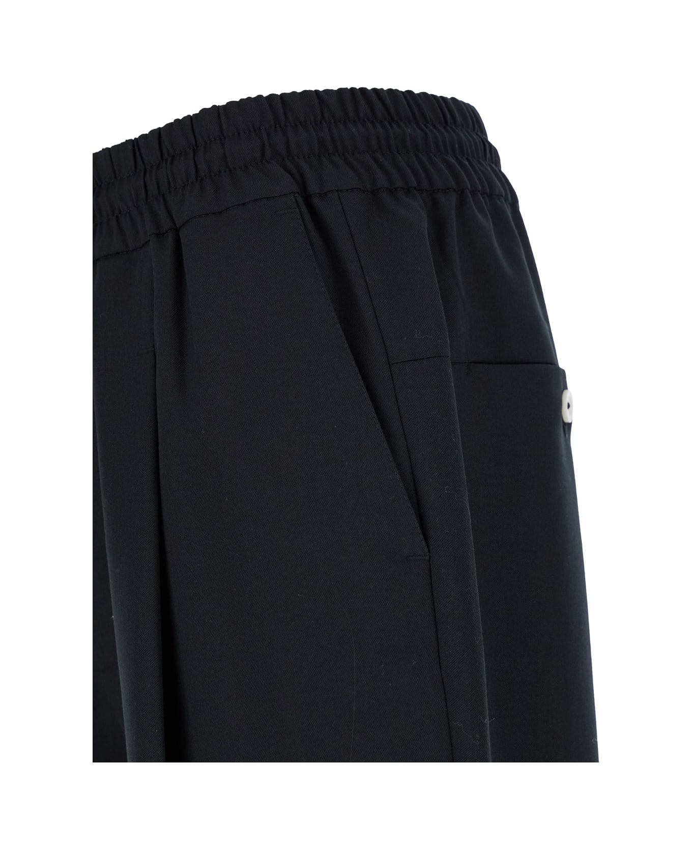 Drôle de Monsieur Black Carrot Pants With Drawstring In Wool Blend Man - BLACK