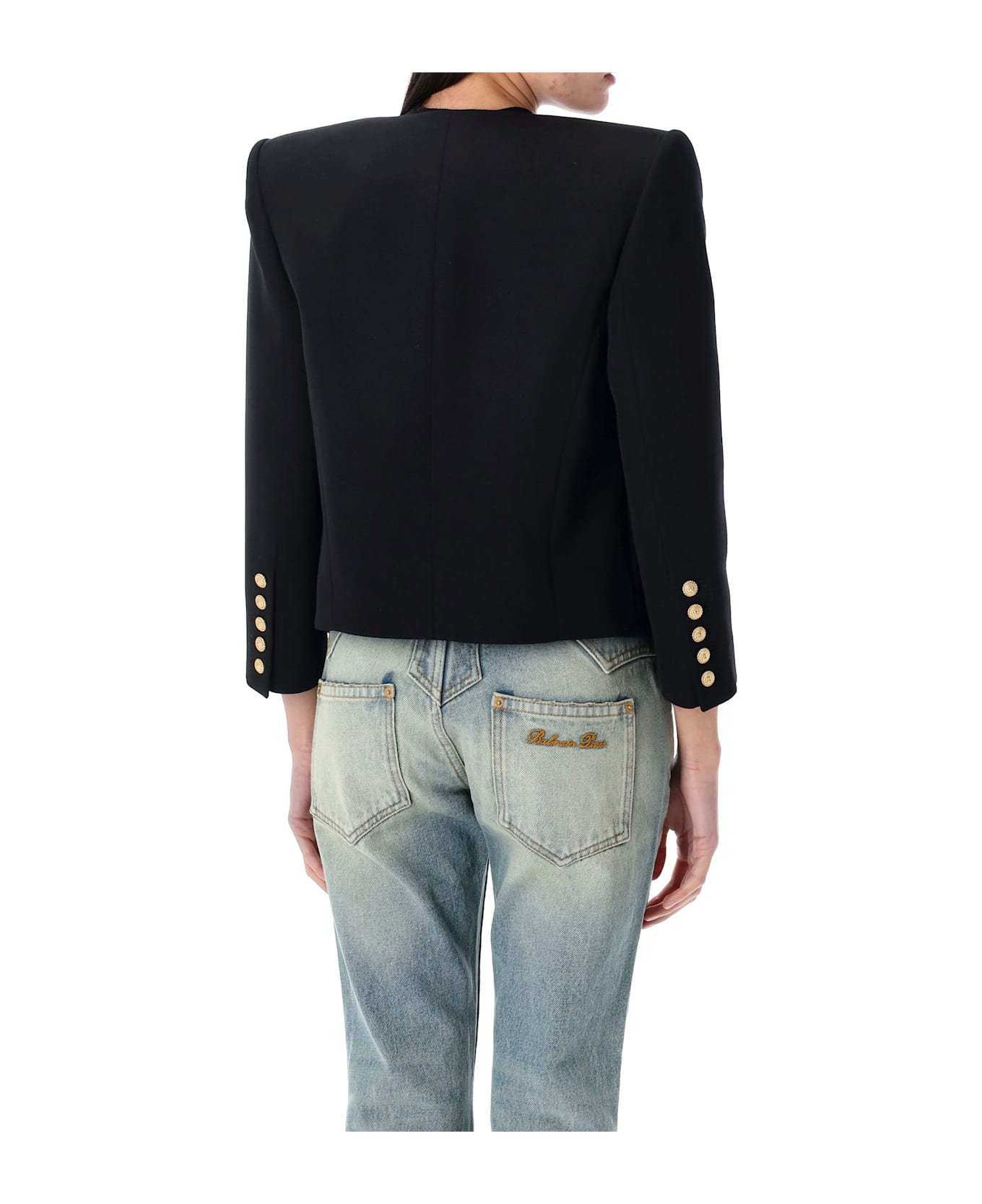 Balmain 6 Buttons Cropped Jacket - BLACK