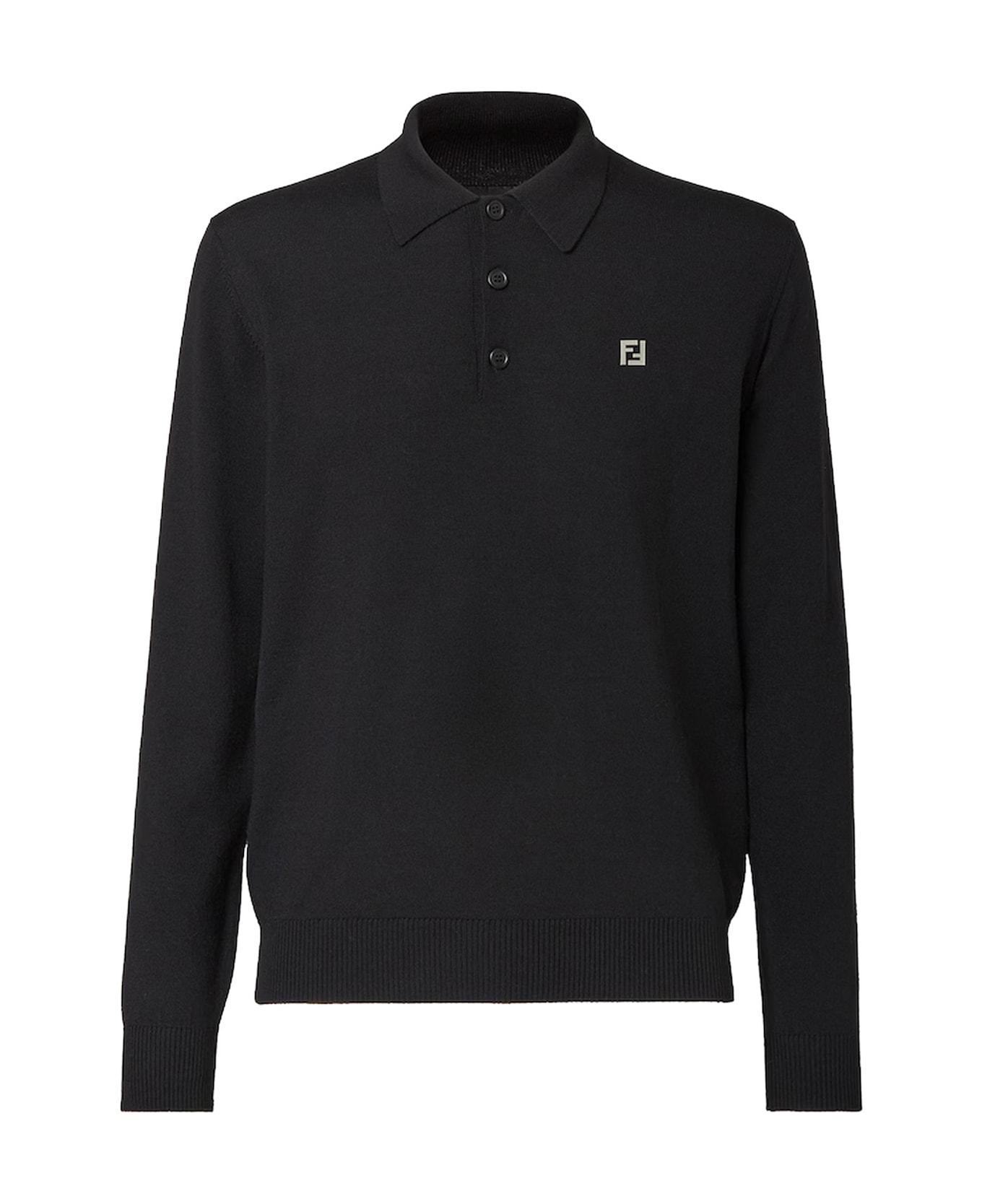 Fendi Virgin Wool Polo Shirt - Black