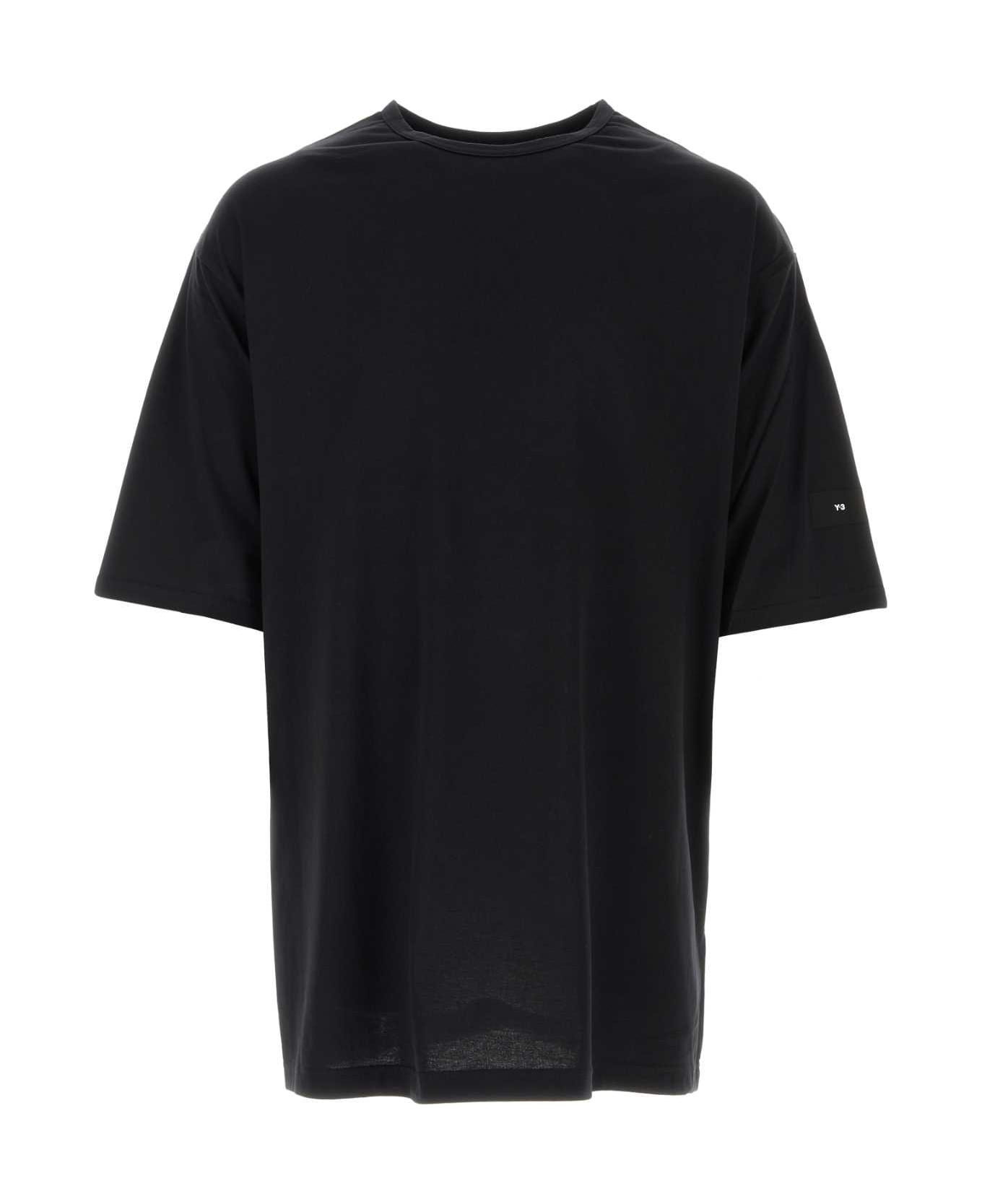 Y-3 Black Cotton T-shirt - BLACK Tシャツ