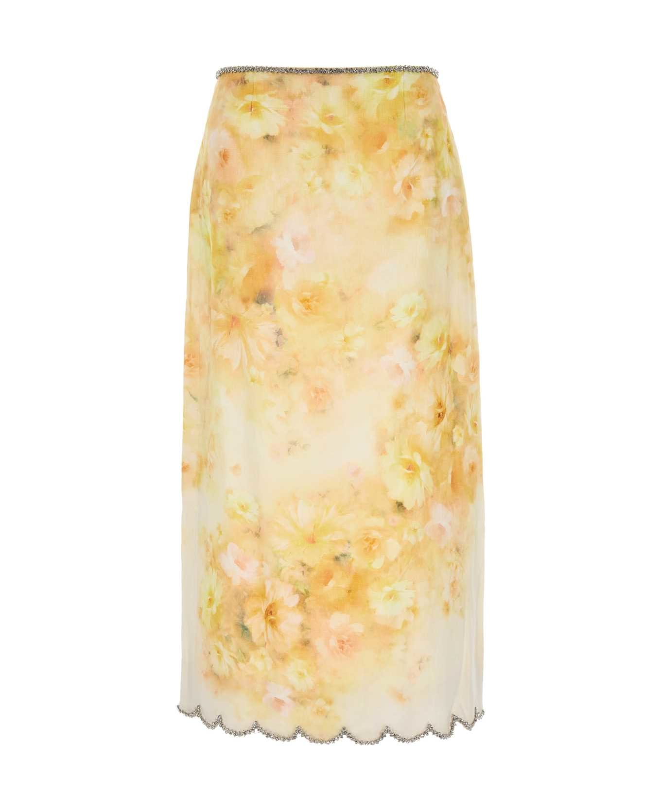 スカート Zimmermann SS25 LINEN SKIRT (0721SRS252 YFL) Zimmermann Printed Linen Crush Skirt | italist