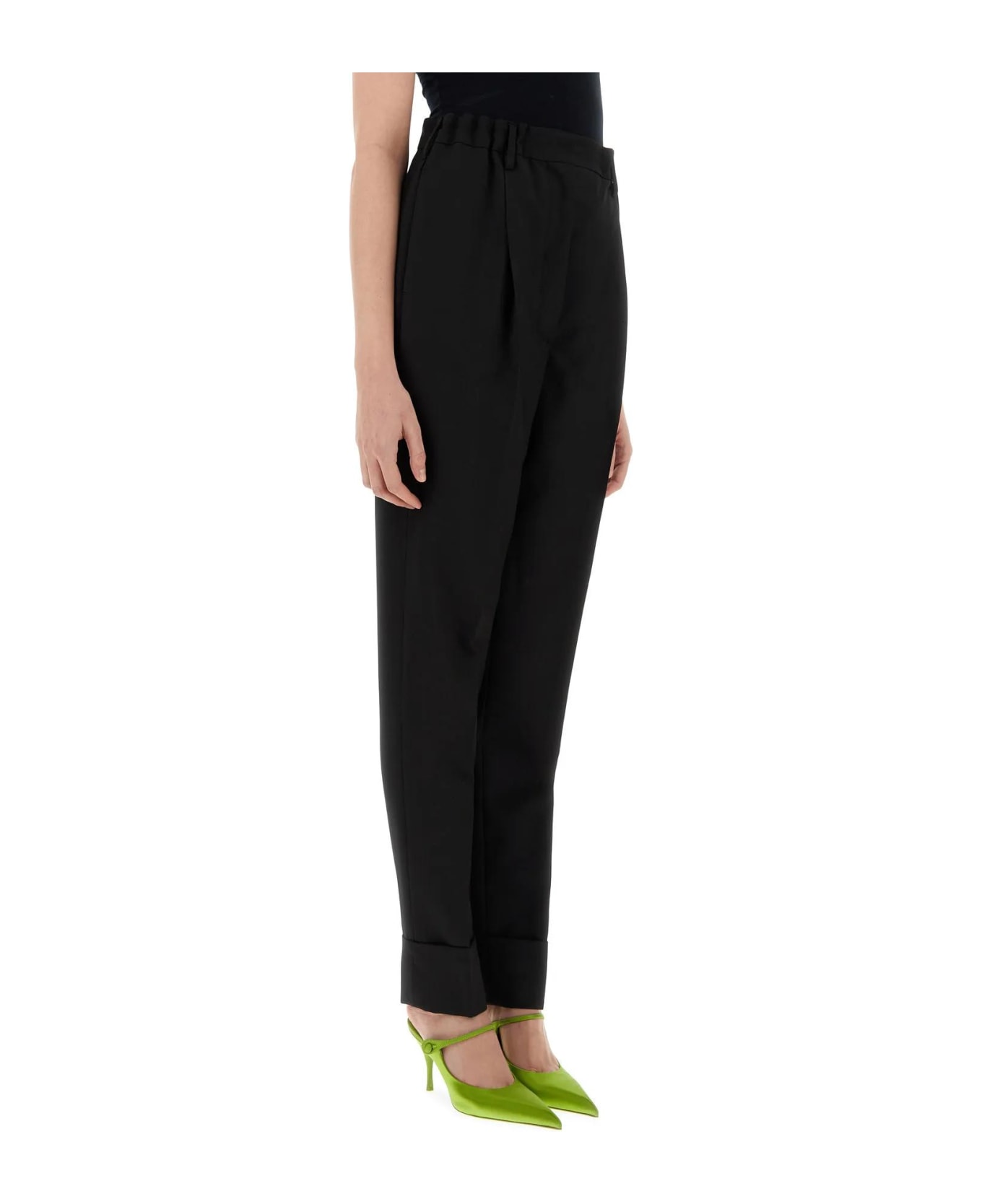 Prada Black Wool Blend Pant - Nero