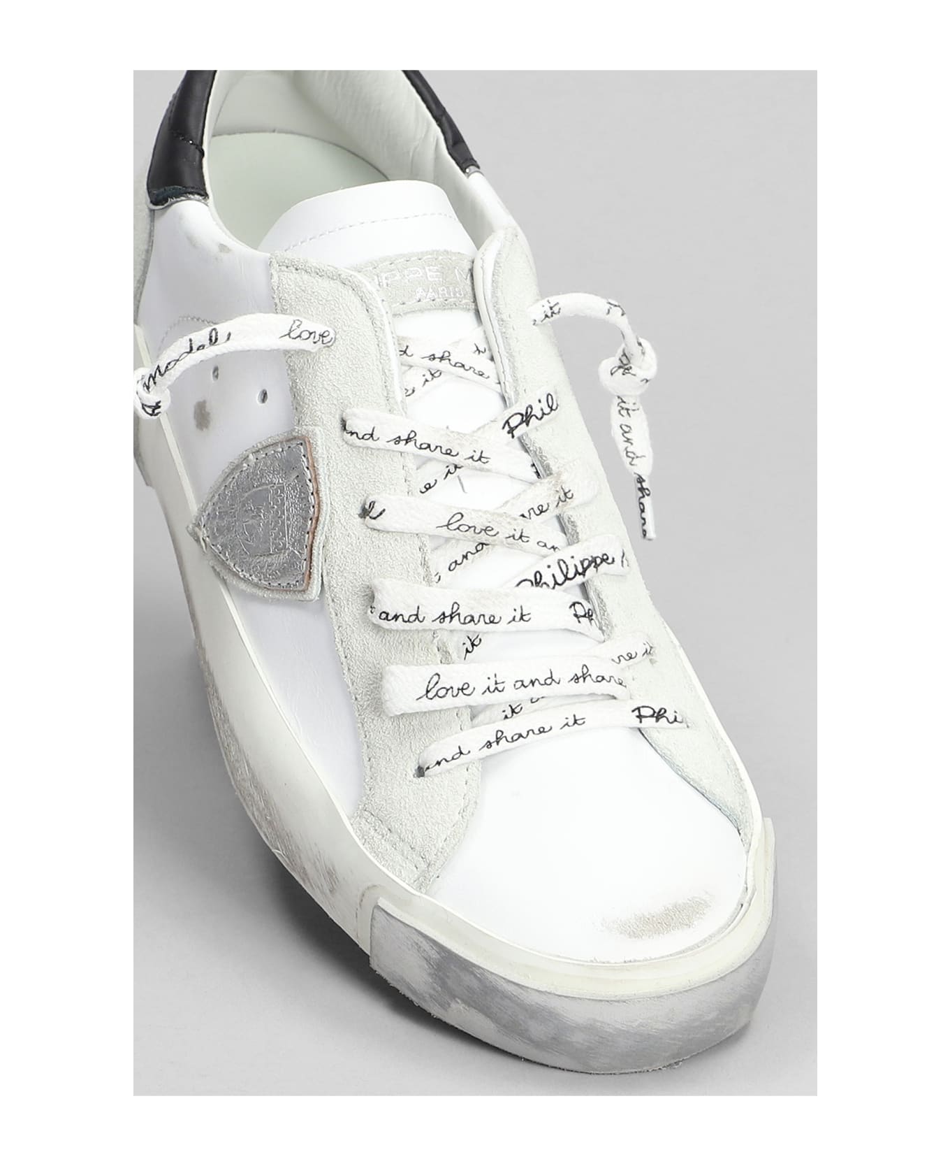 Philippe Model Prsx Low Sneakers In White Suede And Leather - white スニーカー