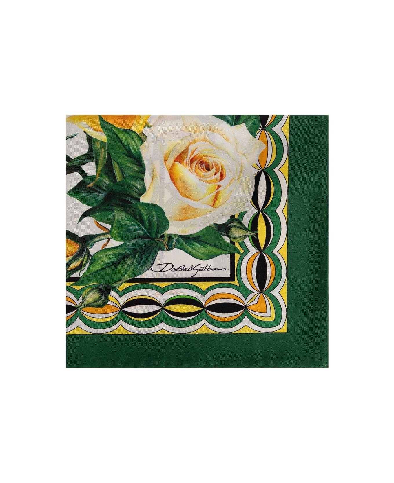 Dolce cable & Gabbana Rose Printed Twill Scarf - Giallo