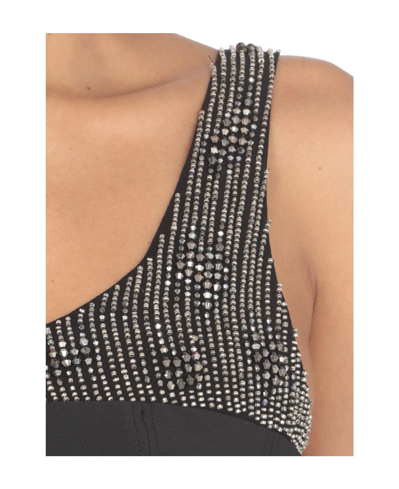 Elisabetta Franchi Short Dress With Beads - Black
