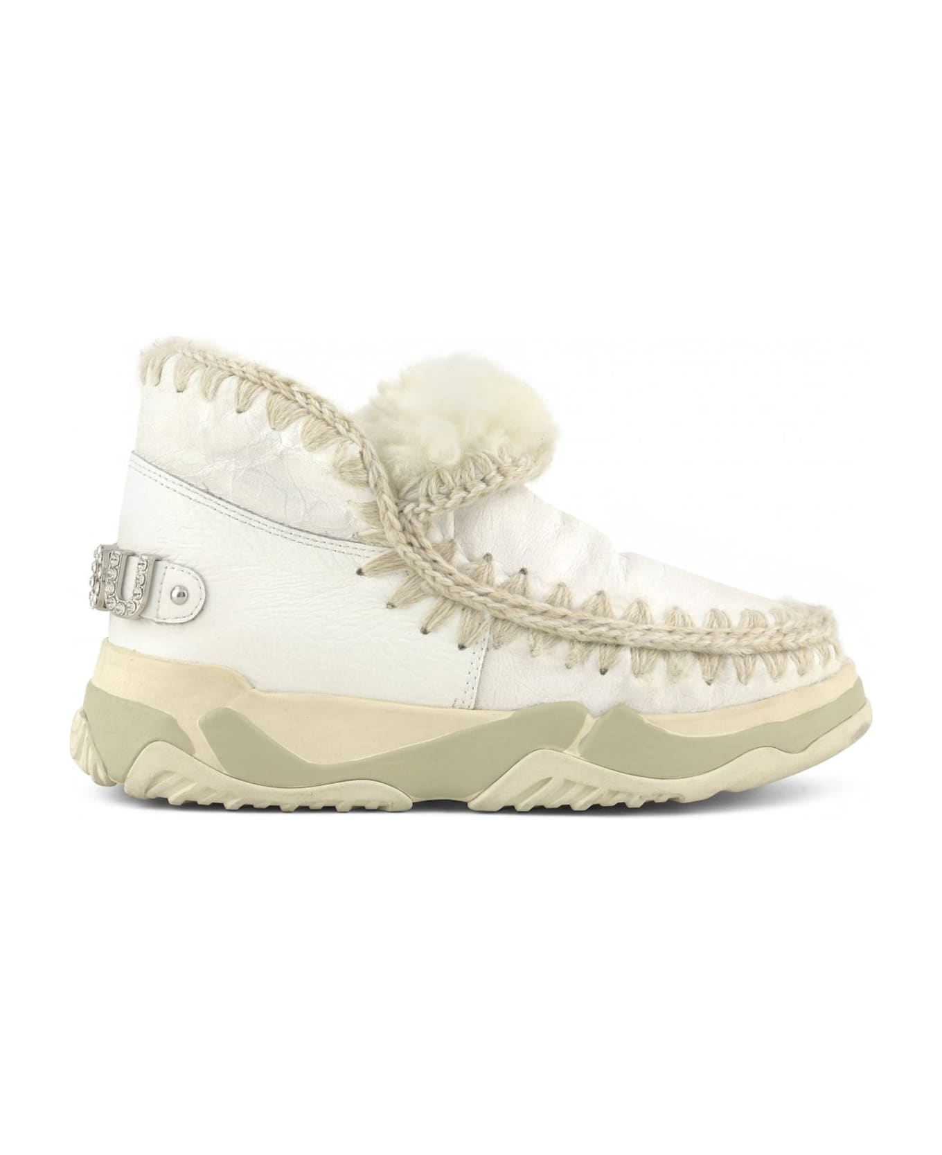 Mou Eskimo Trainer In White Sheepskin - White