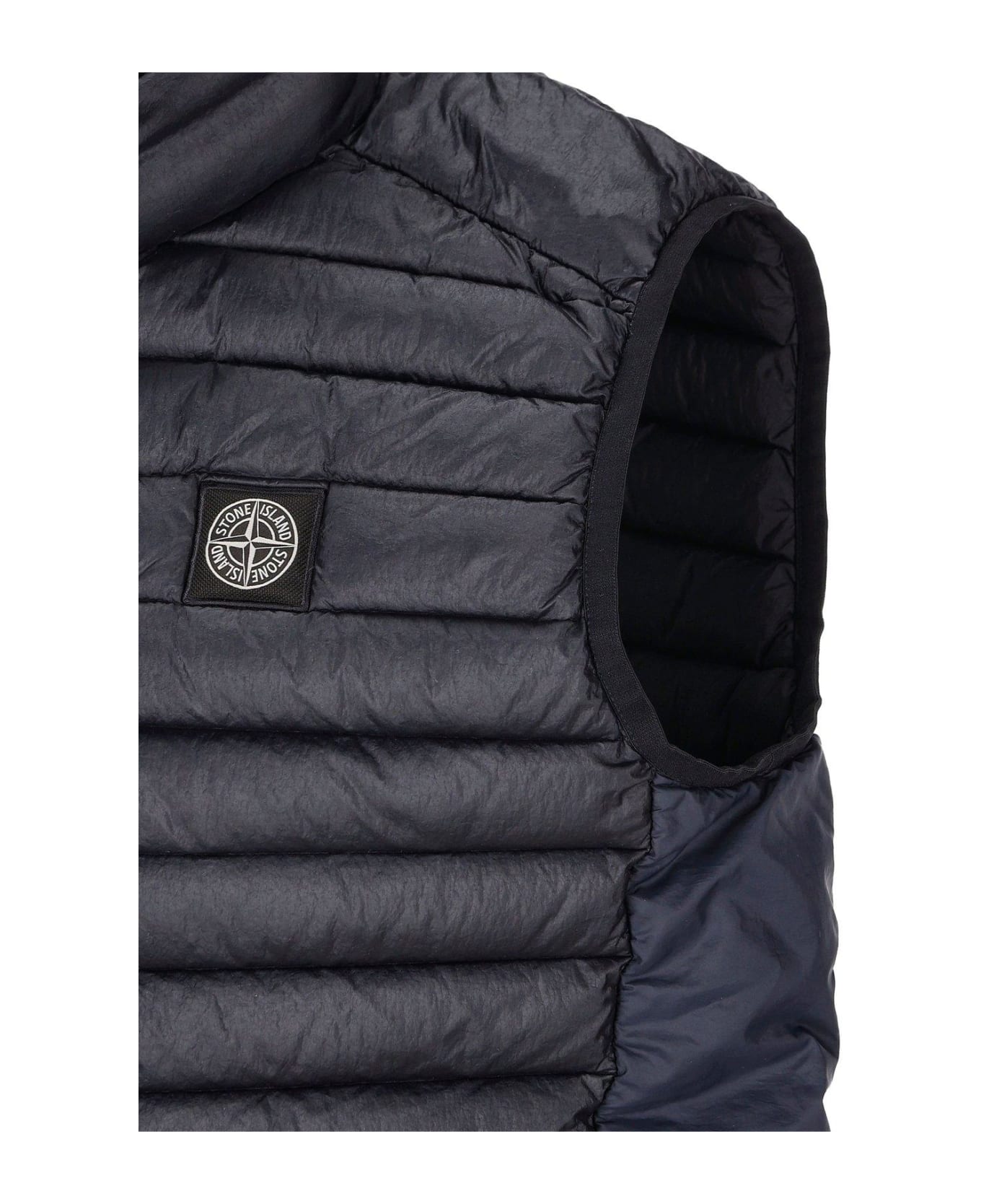 Stone Island Junior Logo Patch Zipped Gilet - Navy Blue