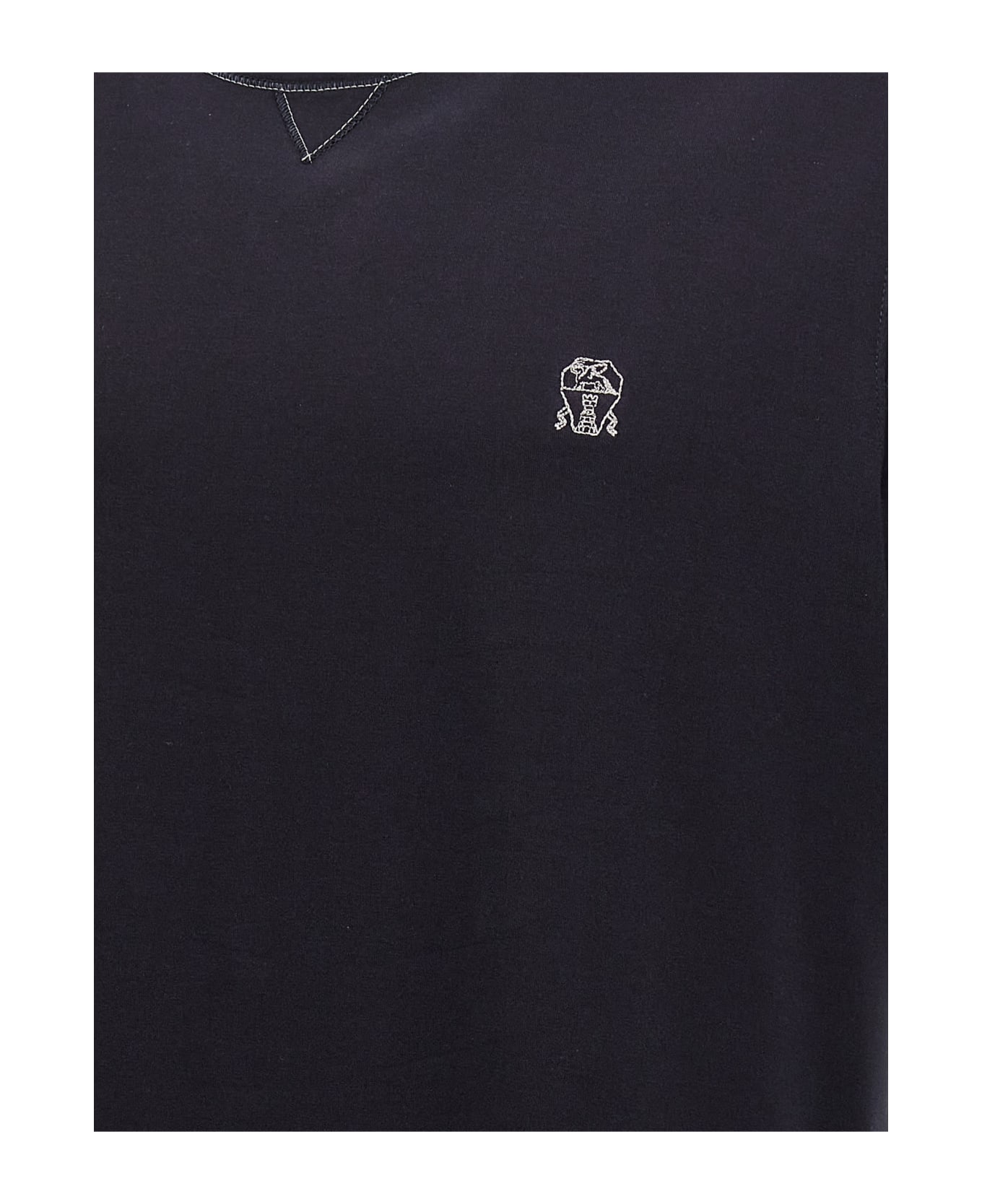 Brunello Cucinelli Logo Embroidery T-shirt - Blue