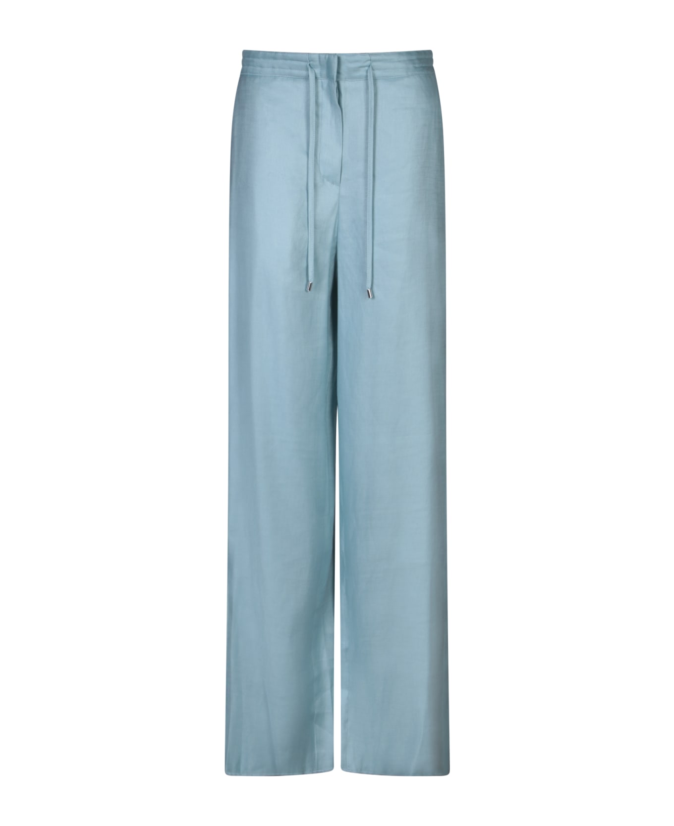 Lardini Light Blue Linen-viscose Trousers - Blue ボトムス
