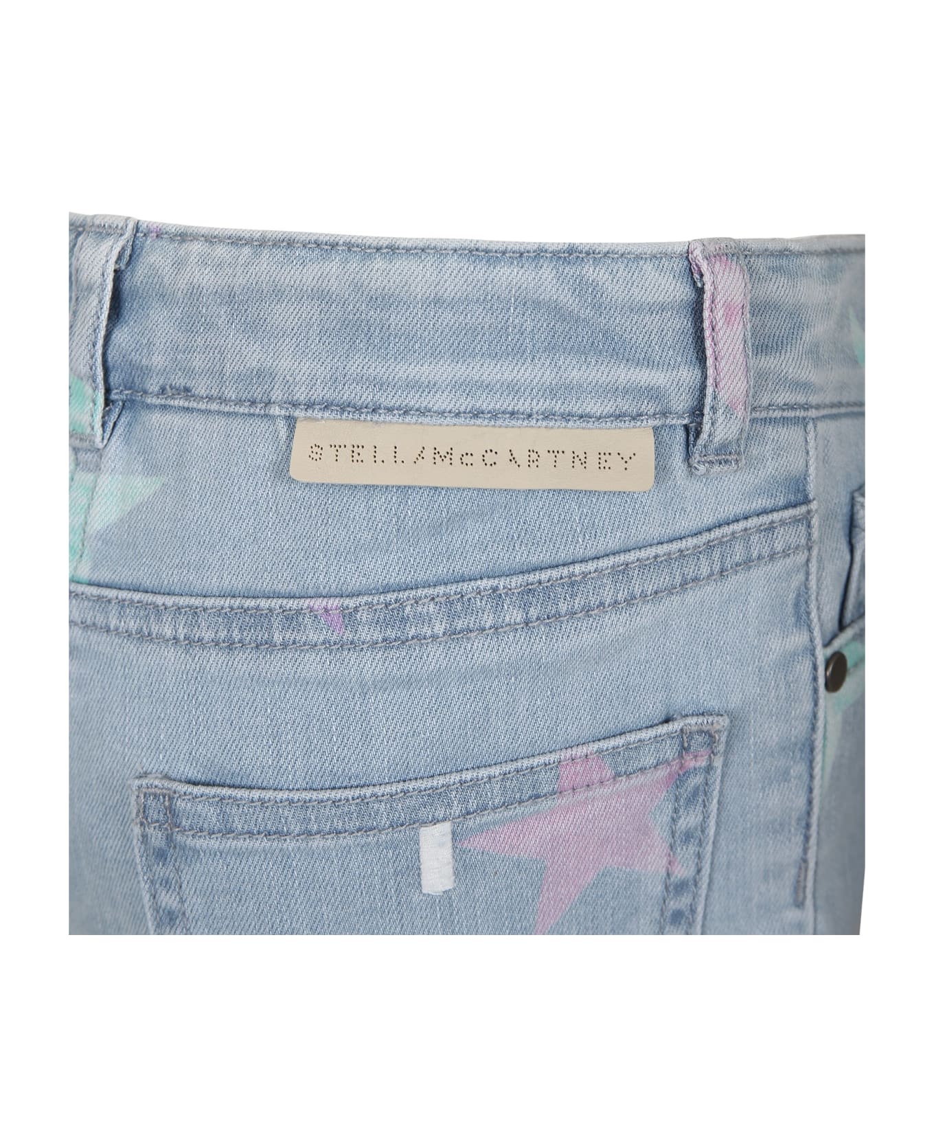 Stella McCartney Kids Denim Shorts For Girl With All-over Stars - BLUE