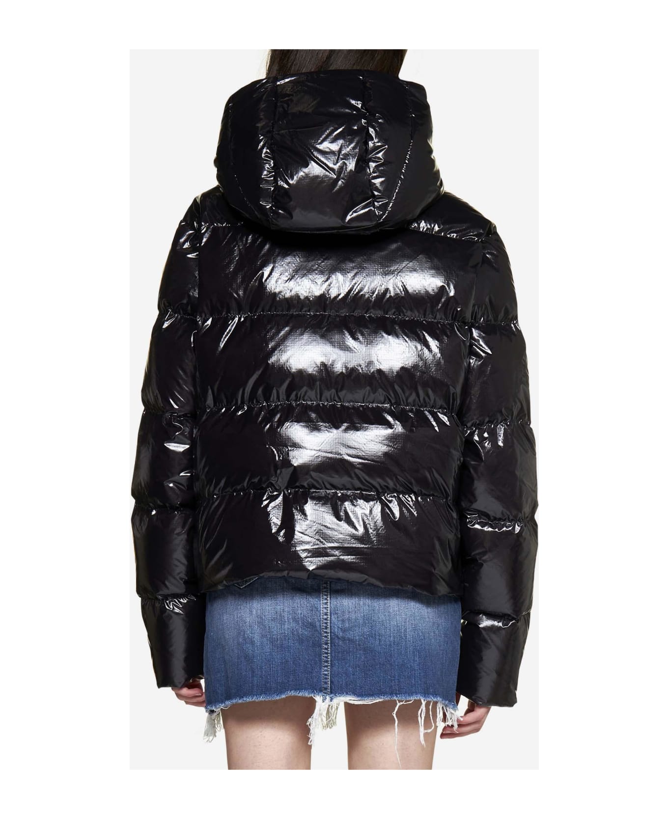Dsquared2 Quilted Glossy Nylon Puffer Jacket - Black