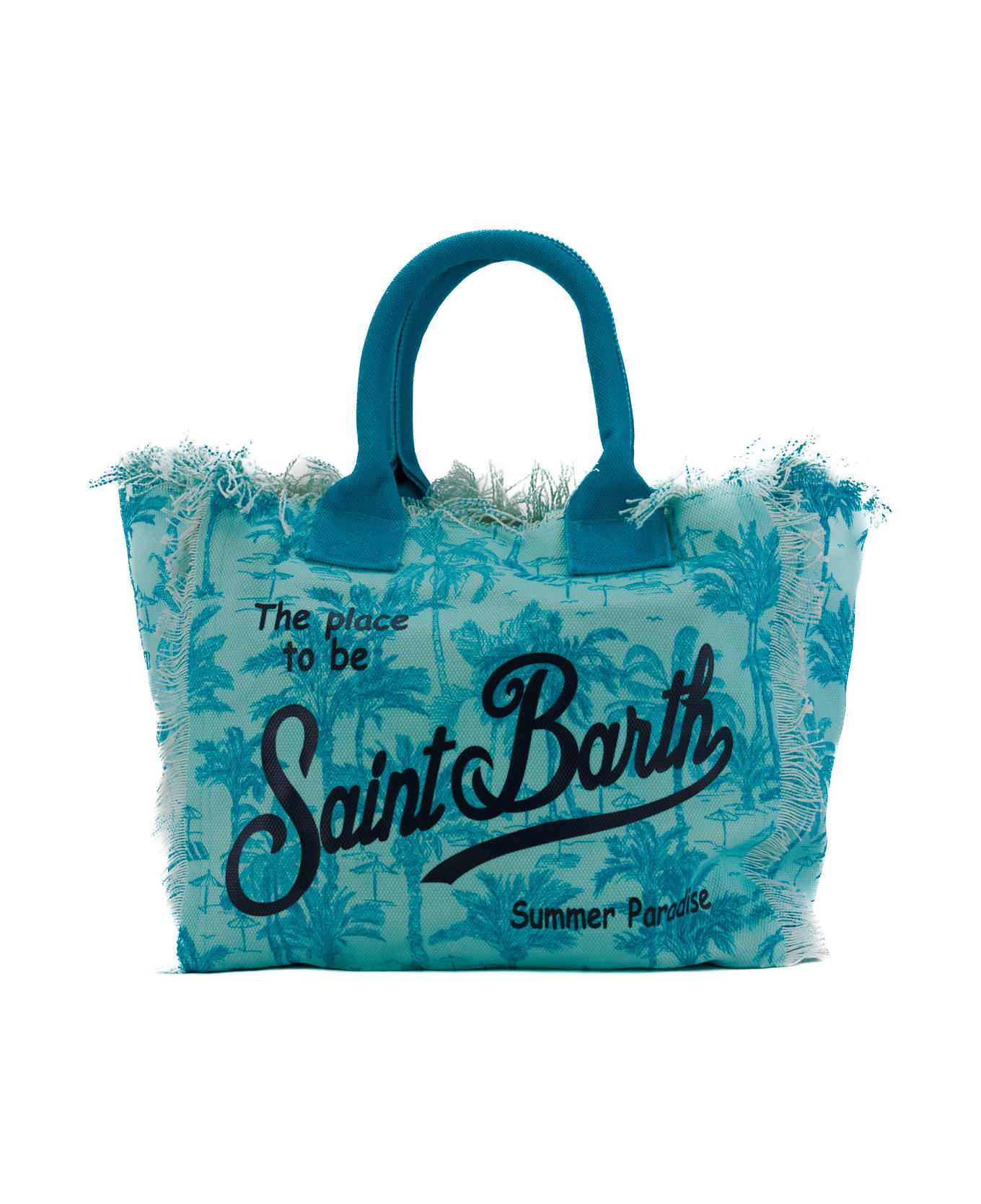 MC2 Saint Barth Vanity Saint Beach Bag In Light Blue Canvas - Blu