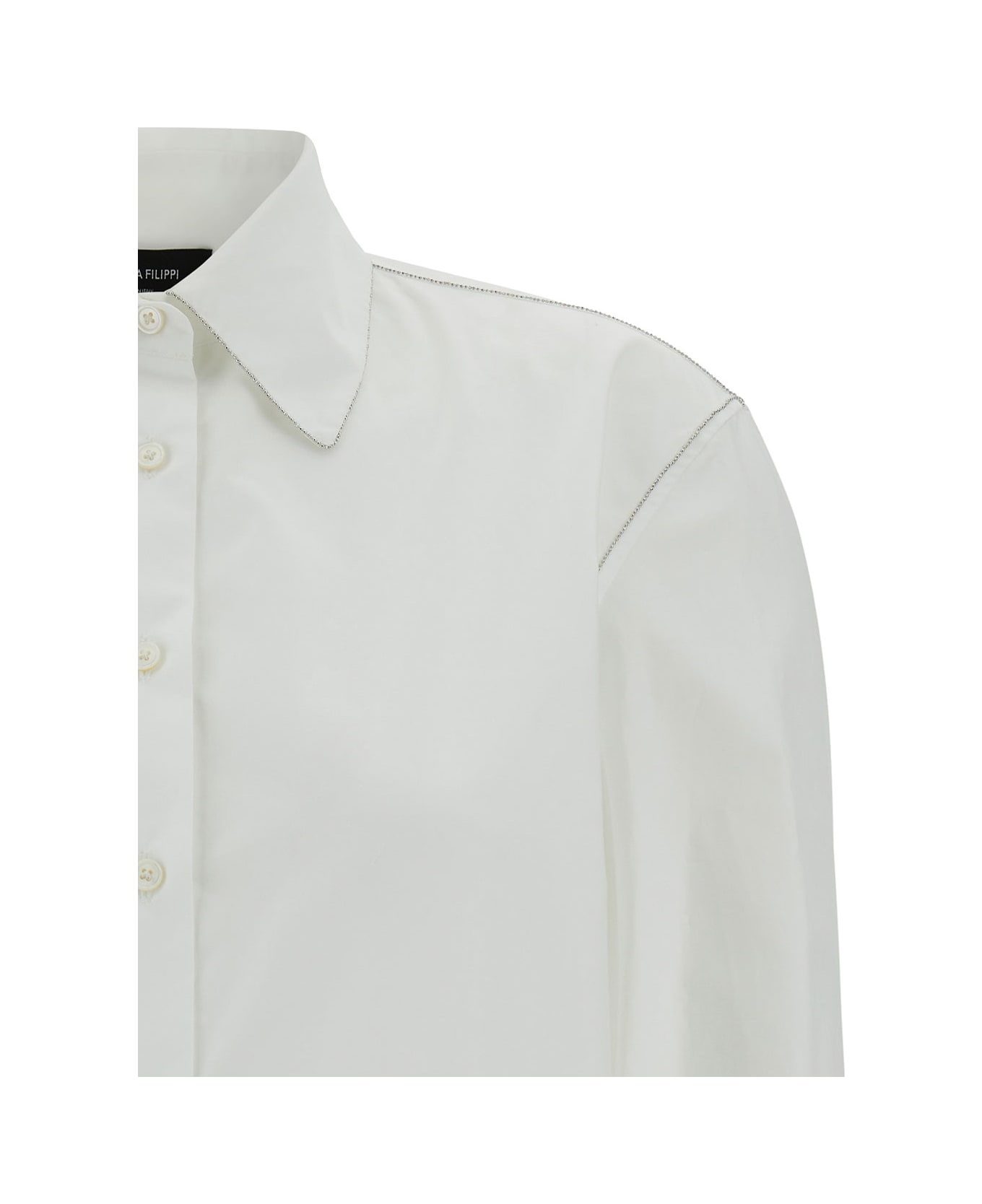 Fabiana Filippi White Shirt With Diamond Thread Embroidery In Cotton Woman - White シャツ