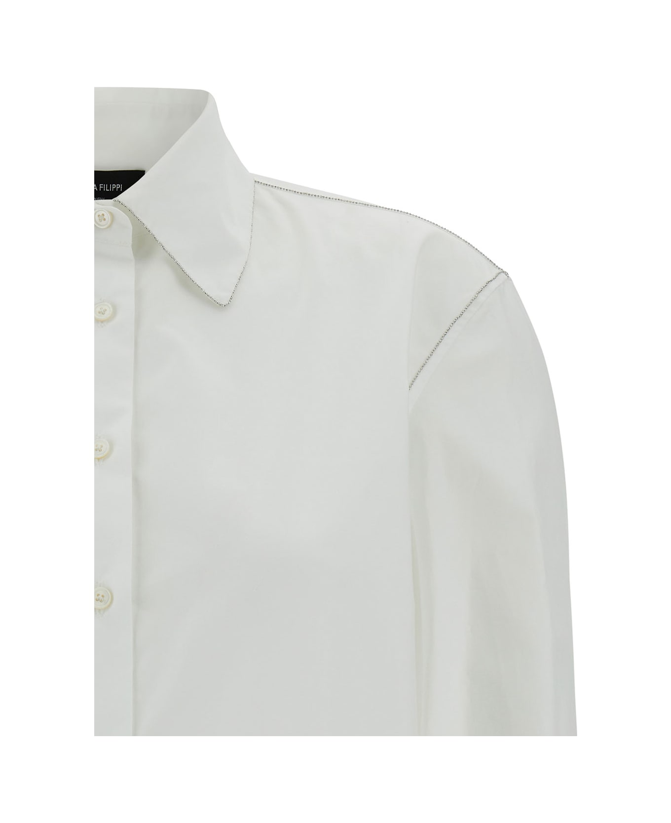 Fabiana Filippi White Shirt With Diamond Thread Embroidery In Cotton Woman - White