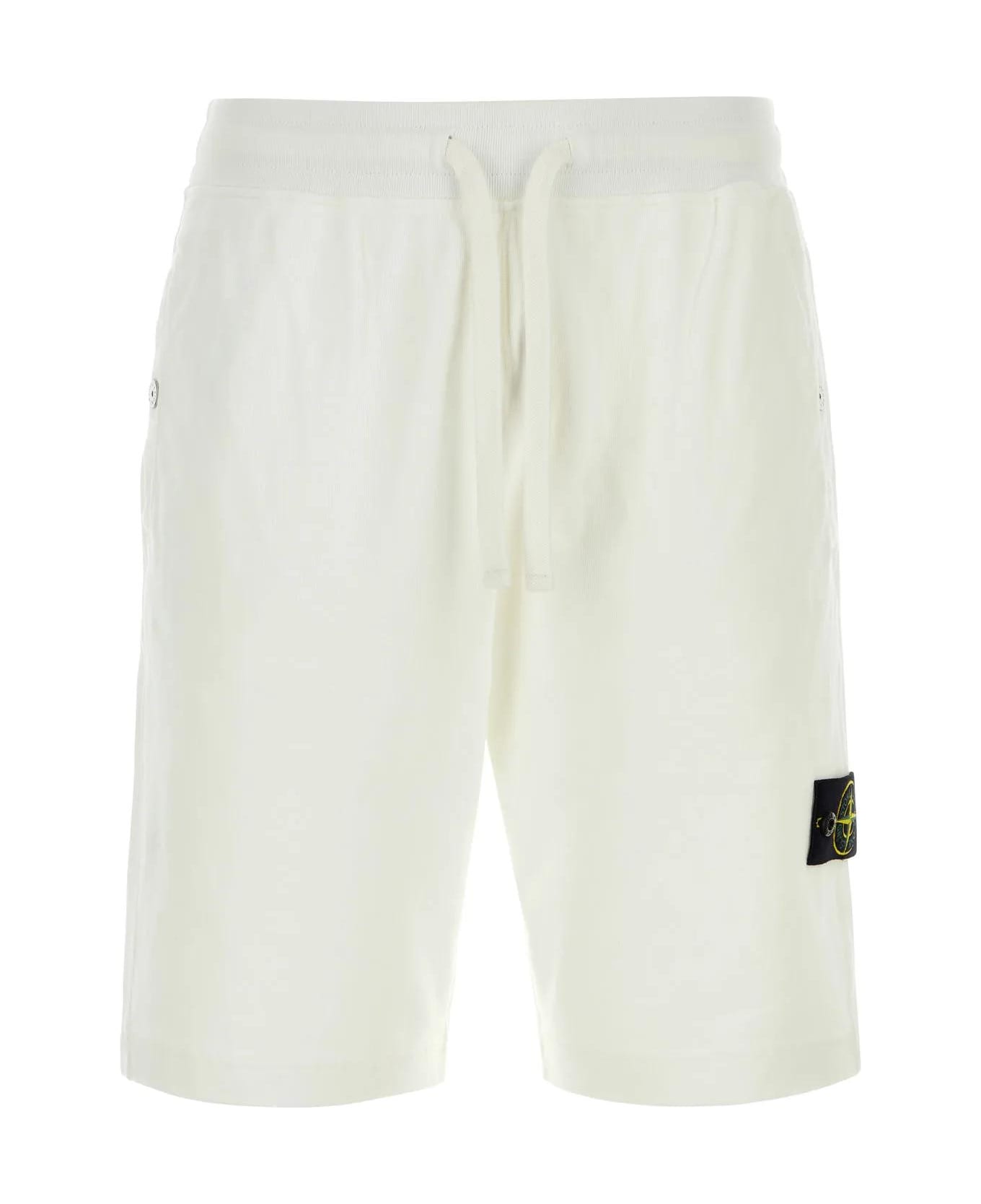 Stone Island Cotton Bermuda Shorts - BIANCO