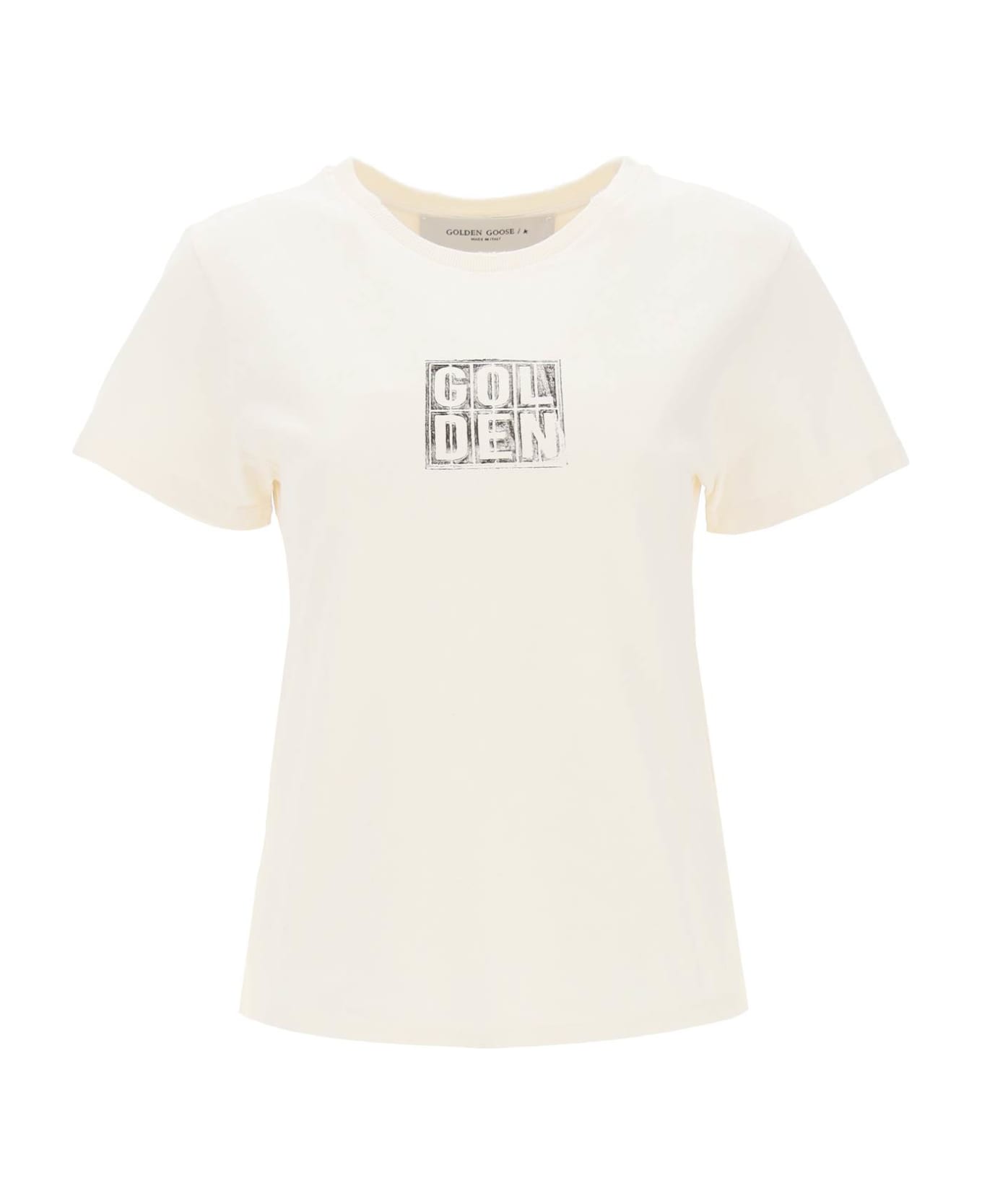 Golden Goose 'doris' T-shirt With Logo Print - HERITAGE WHITE BLACK (White)