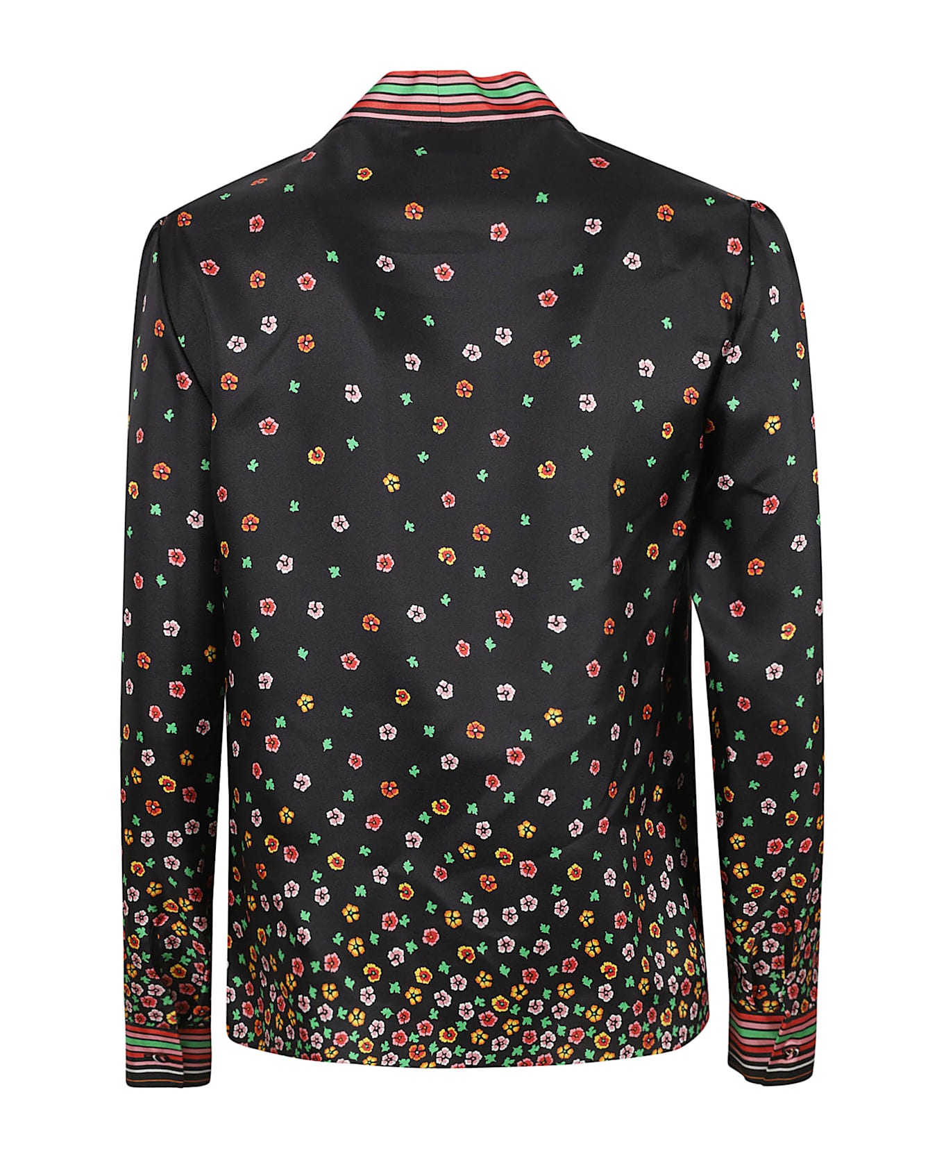 RED Valentino Flowers 
Stripes Shirt - Black
