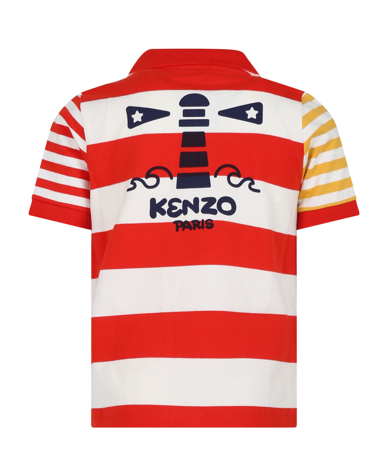 Kenzo Kids Multicolor Polo Shirt For Boy - Rosso Tシャツ＆ポロシャツ