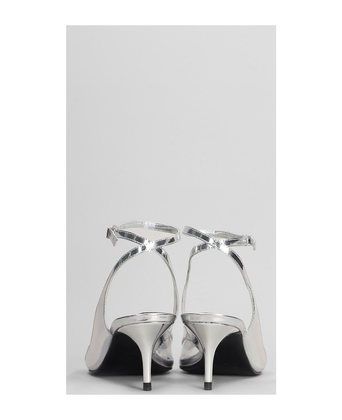 Schutz Ruber Mid Sandals In Silver Leather - silver