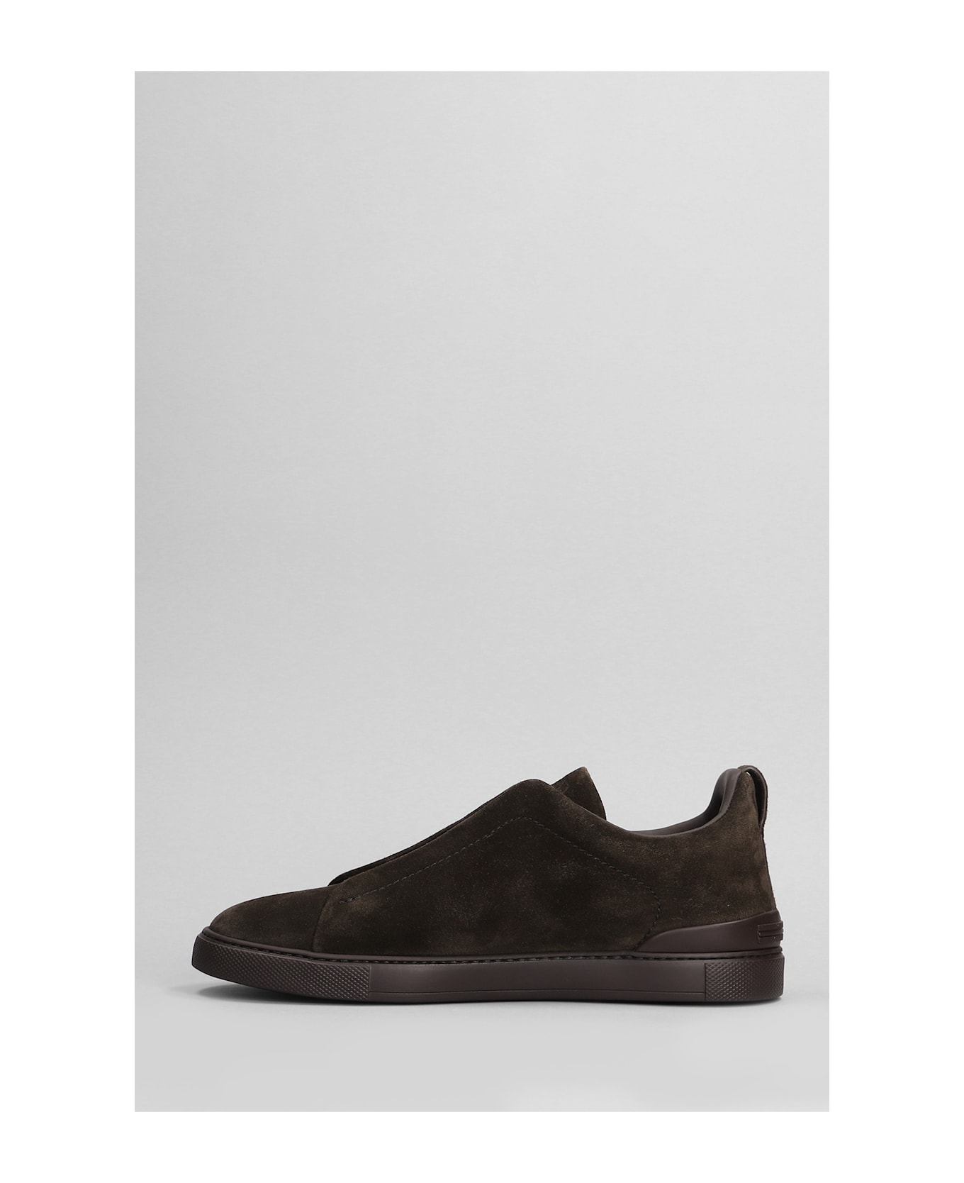 Zegna Triple Stich Sneakers In Brown Suede - brown