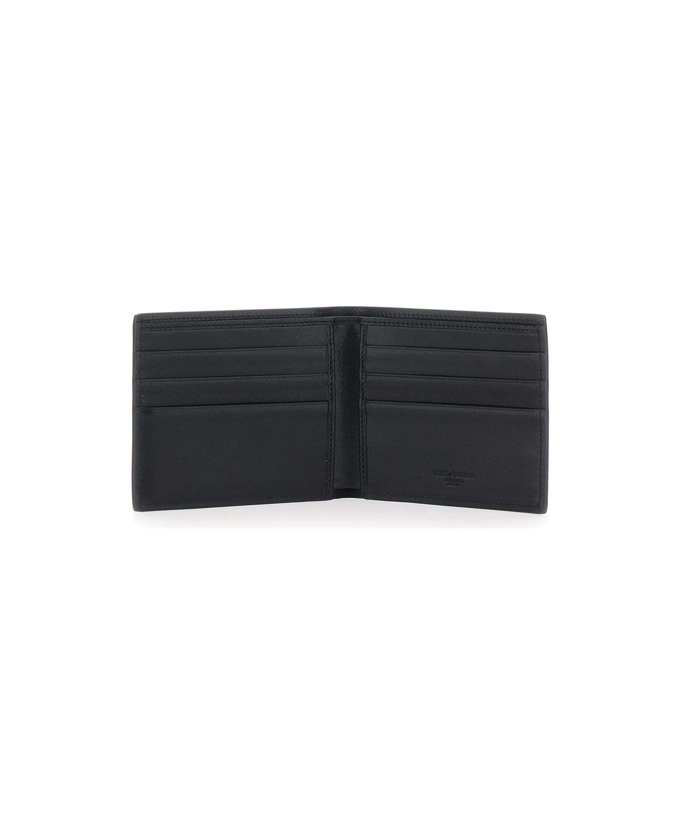 Dolce & Gabbana Black Card Bi-fold Wallet With Logo Plaque On The Front In Leather Man - Black