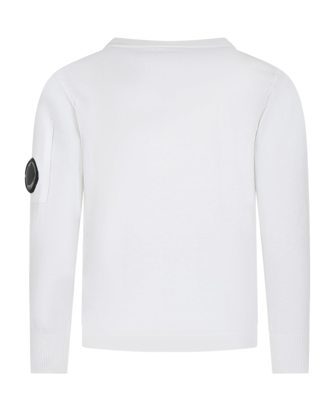 C.P. Company Undersixteen White Sweater For Boy With C.p. Company Lens - White