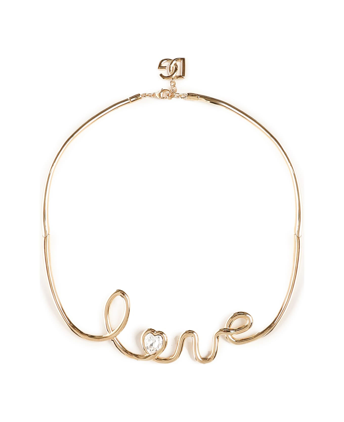 Dolce 
Gabbana Semi-rigid Necklace With Love Writing - Golden
