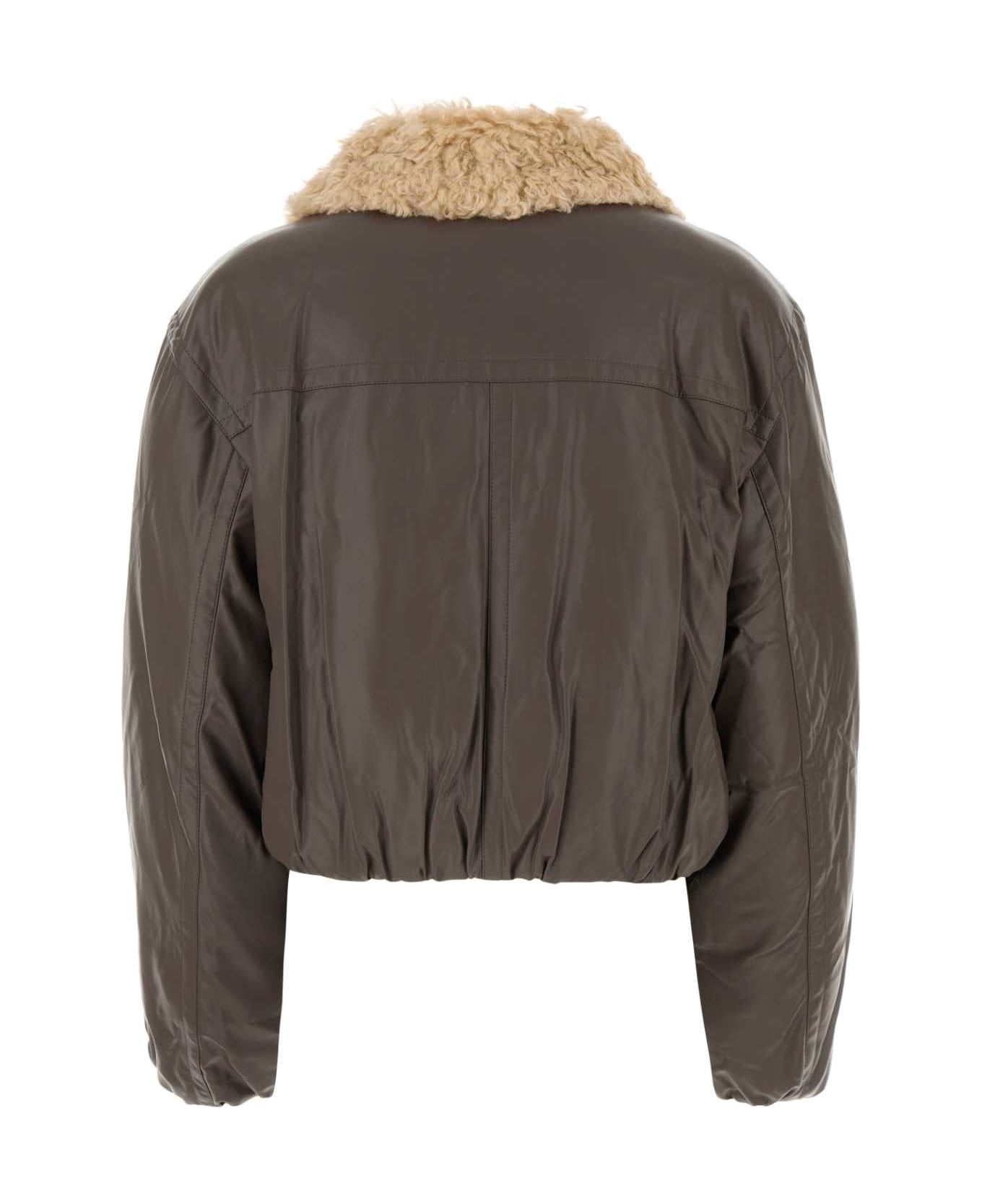 STAND STUDIO Brown Synthetic Leather Fran Padded Jacket - MOLEBROWN