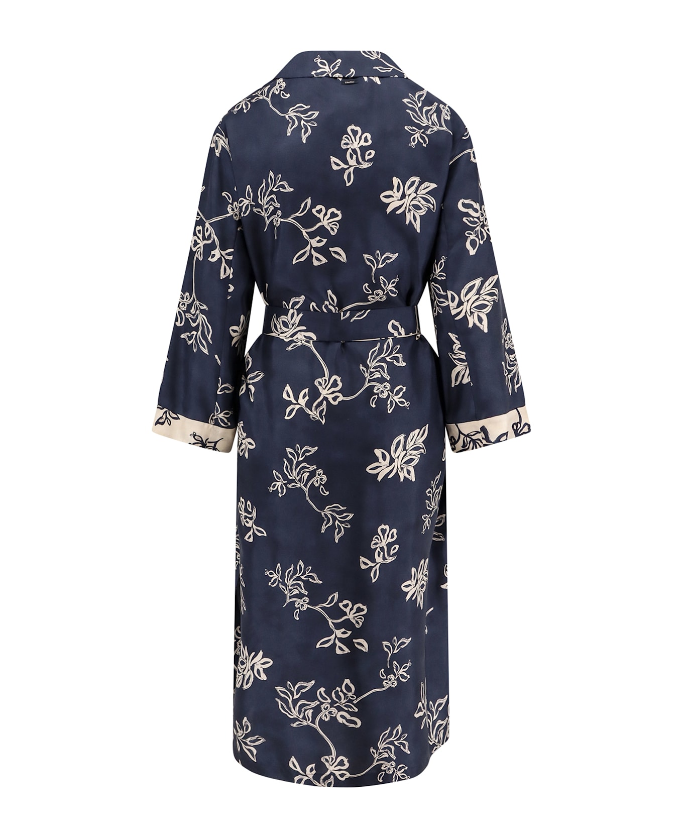 
S Max Mara Timeo Kaftan Silk Dress With Floral Print - Blue