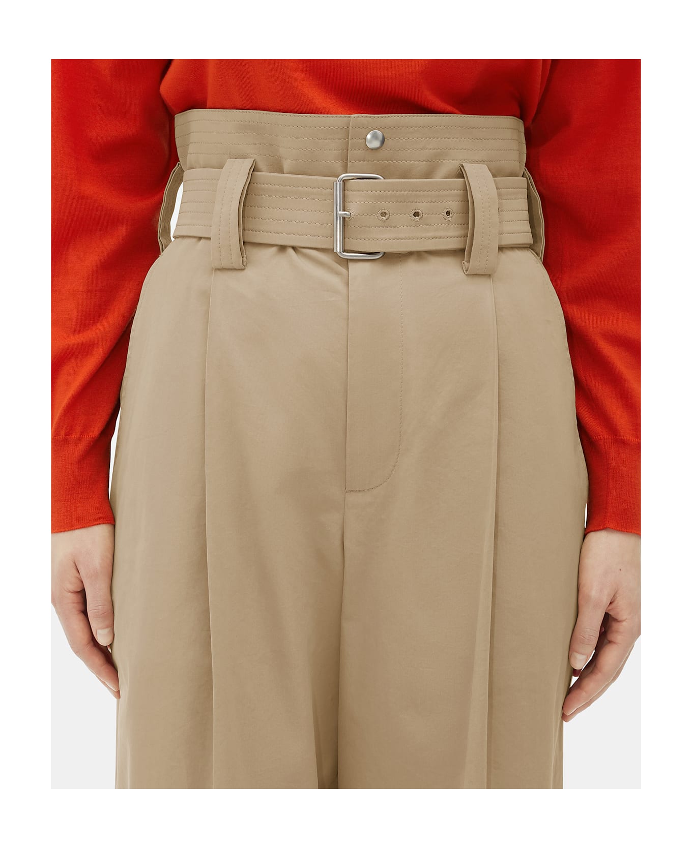 Bottega Veneta Compact Cotton Wide Leg - Beige