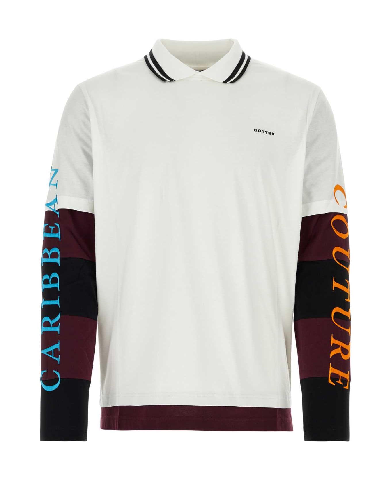 Botter Multicolor Cotton Polo Shirt - OFFWHITE BORDEAUSTR CARIB COUT フリース