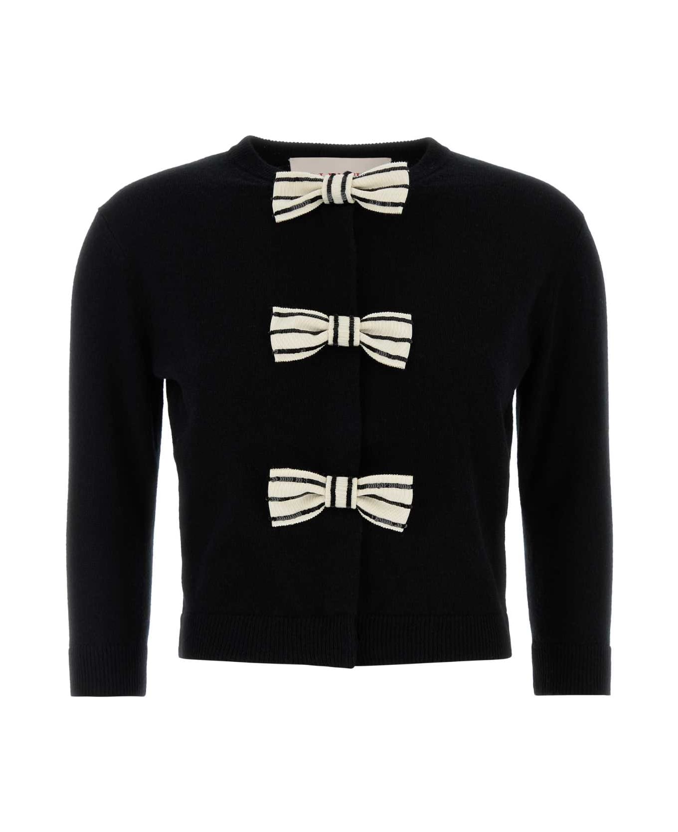 Valentino Garavani Black Wool Cardigan - NERO