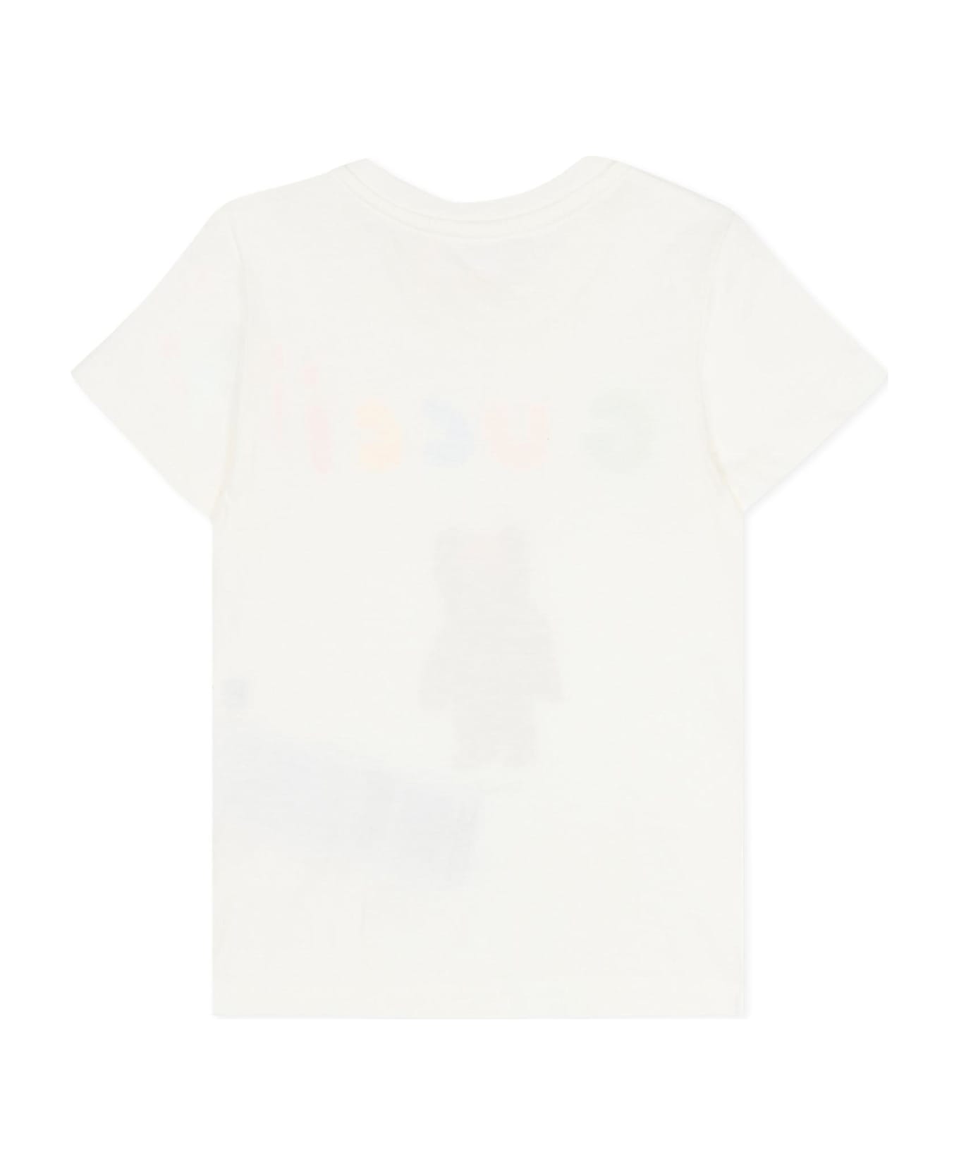 Gucci White T-shirt Fro Babykids With Bear Print - Ivory