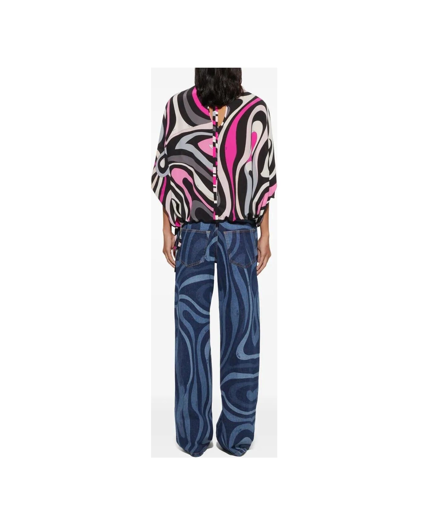 Pucci Abstract Print Top - Nero Fuxia