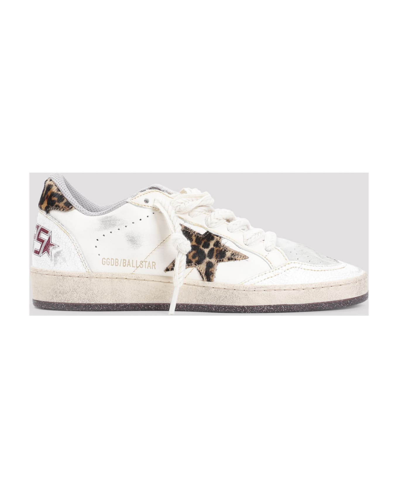 Golden Goose Ball Star Sneakers - White Beige Brown Leo