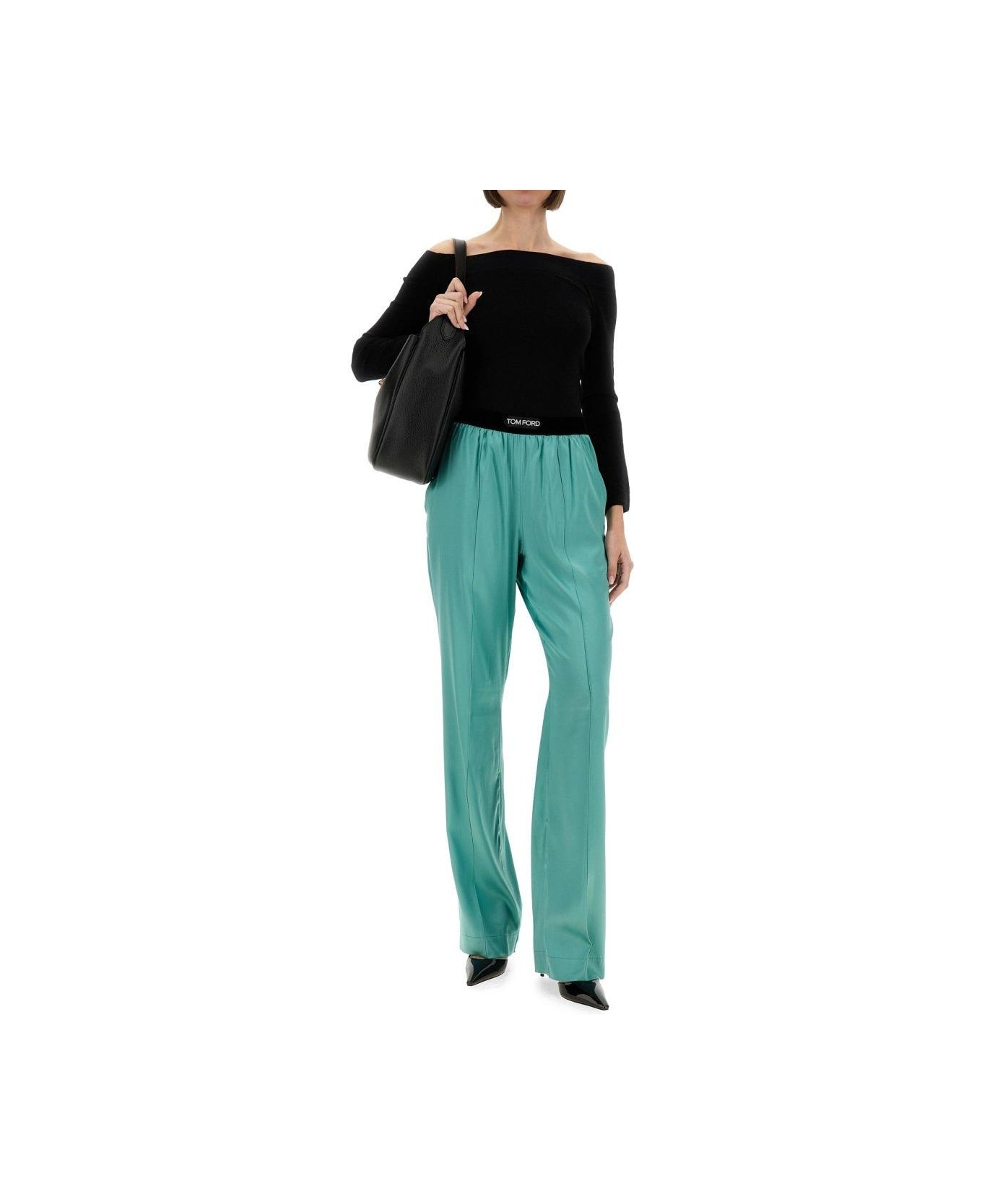 Tom Ford Straight Leg Satin Pants - GREEN