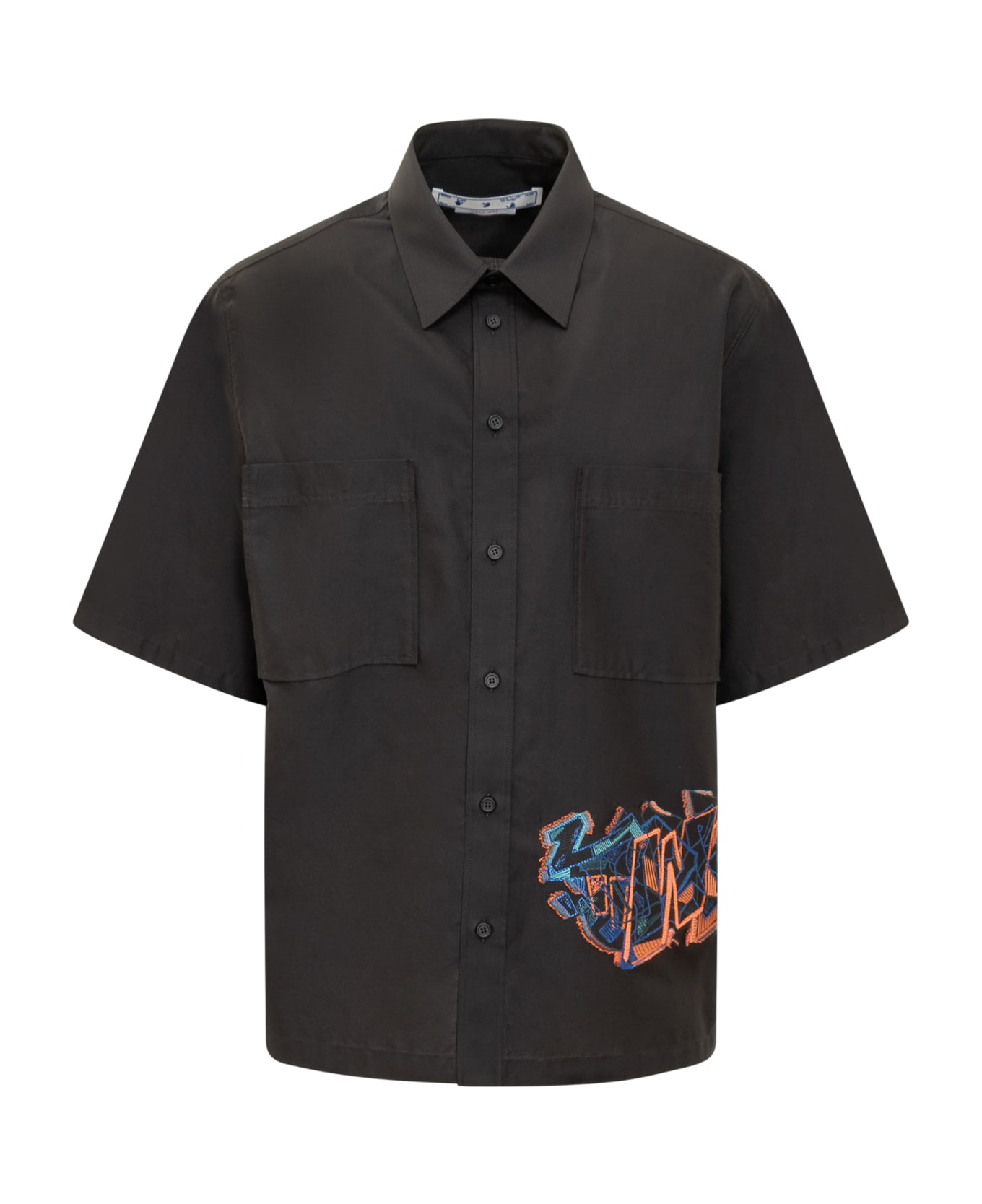 Off-White Short Sleeved Shirt With Multicolor Graffiti Embroidery - black シャツ