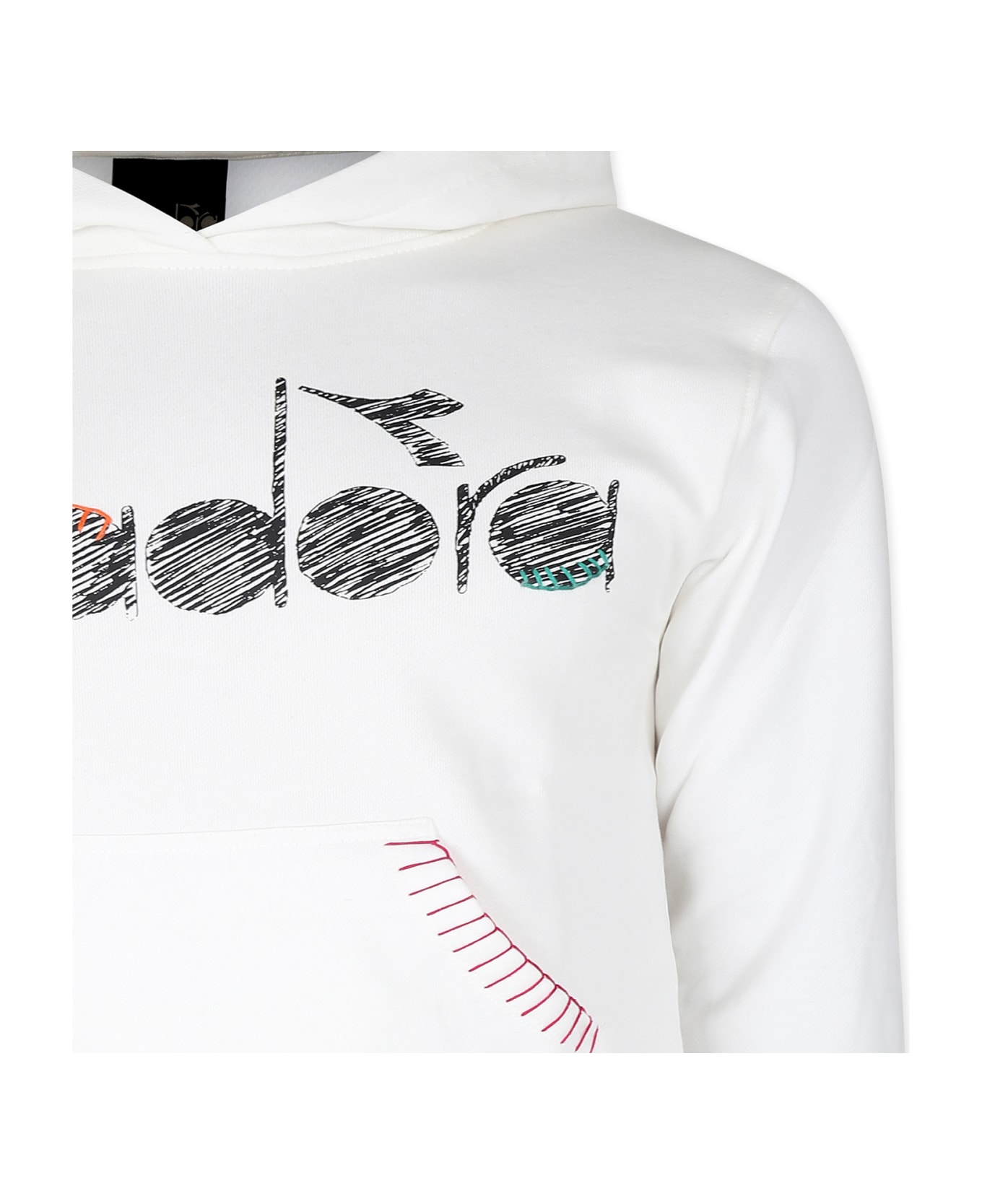 Diadora Ivory Dress For Girl With Logo - Ivory
