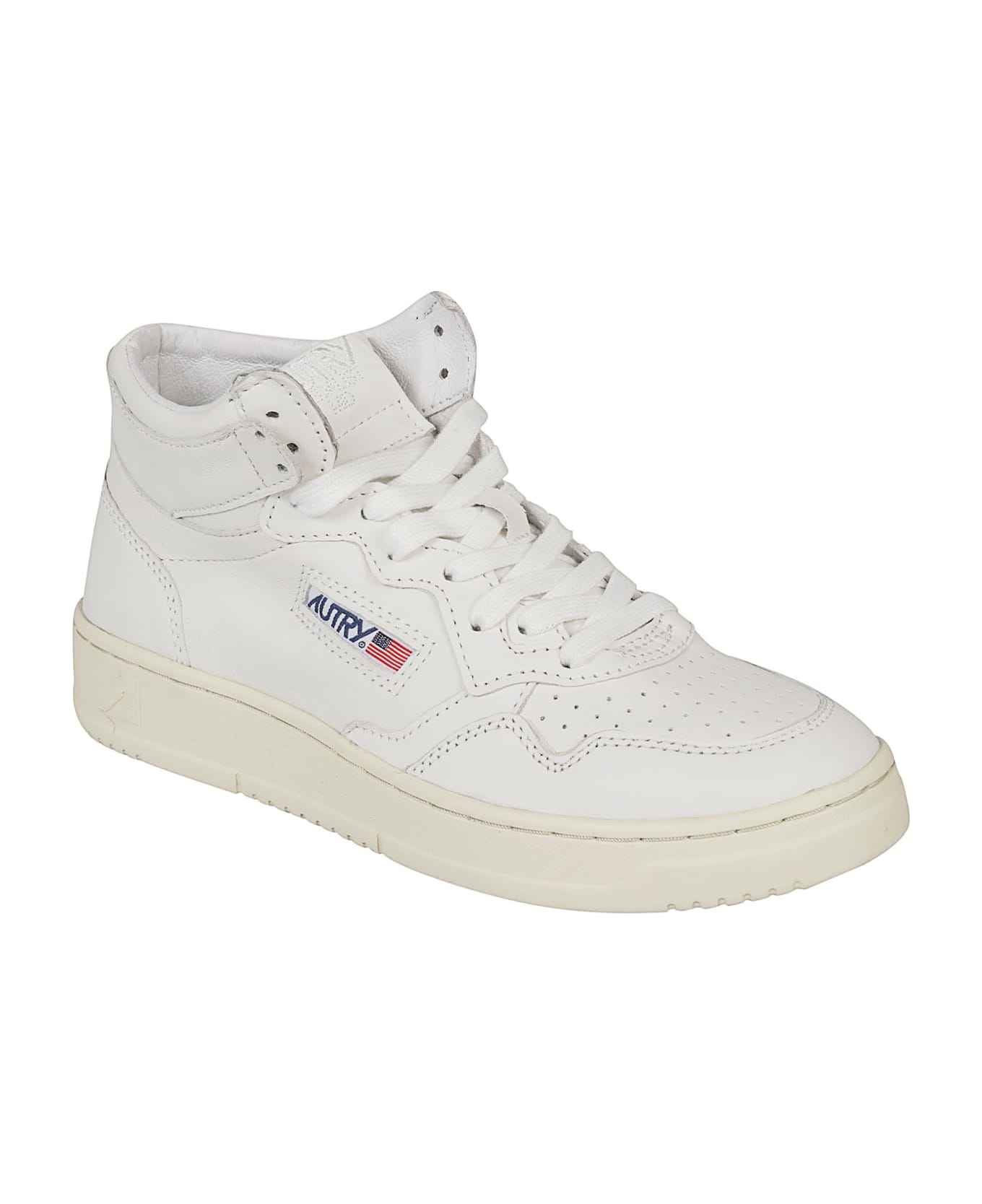 Autry Logo Patched High Sneakers - White