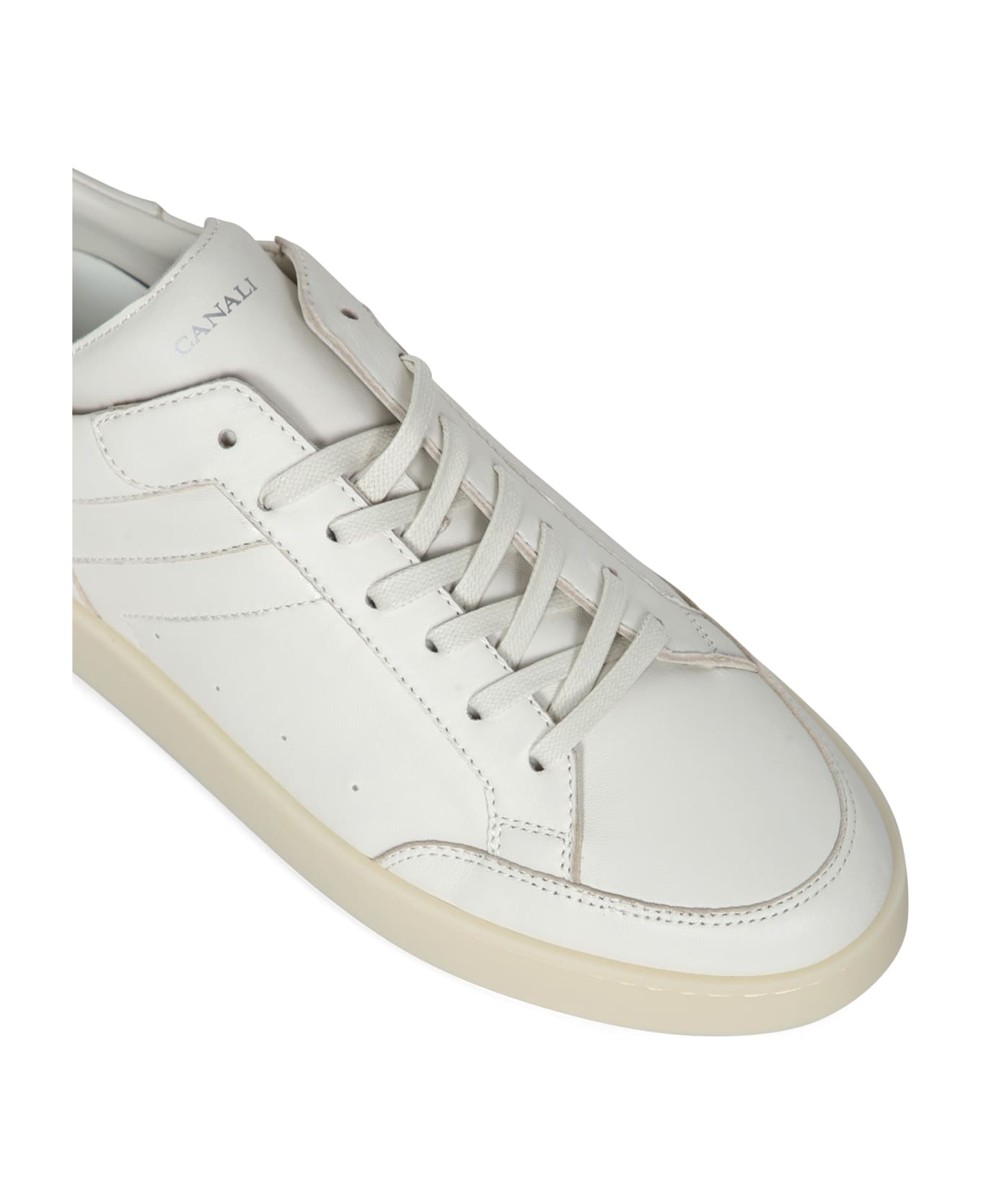 Canali White Leather Sneakers - White