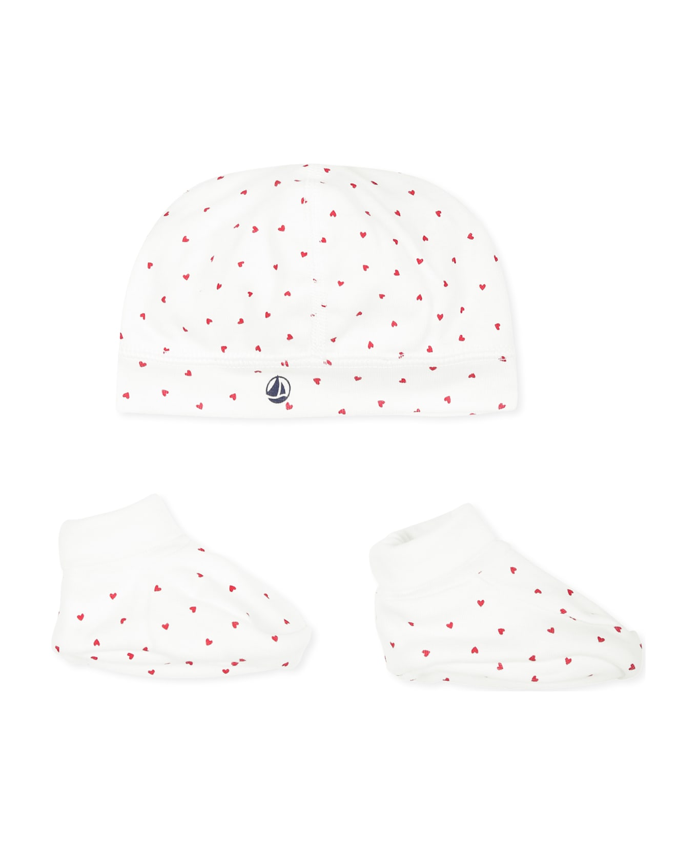 Petit Bateau White Accessory Set For Babykids With Hearts - White
