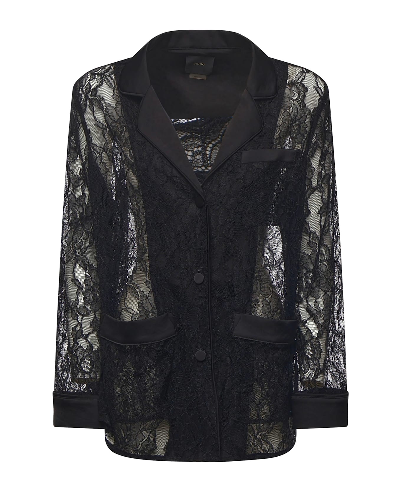 Pinko Lace And Satin Jacket - NERO LIMOUSINE