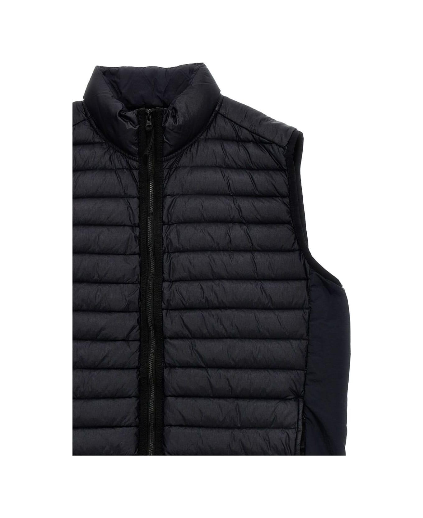 Stone Island Junior Blue Sleeveless Down Jacket With High Neck And Logo Patch On The Front In Tech Fabric Boy - Blu
