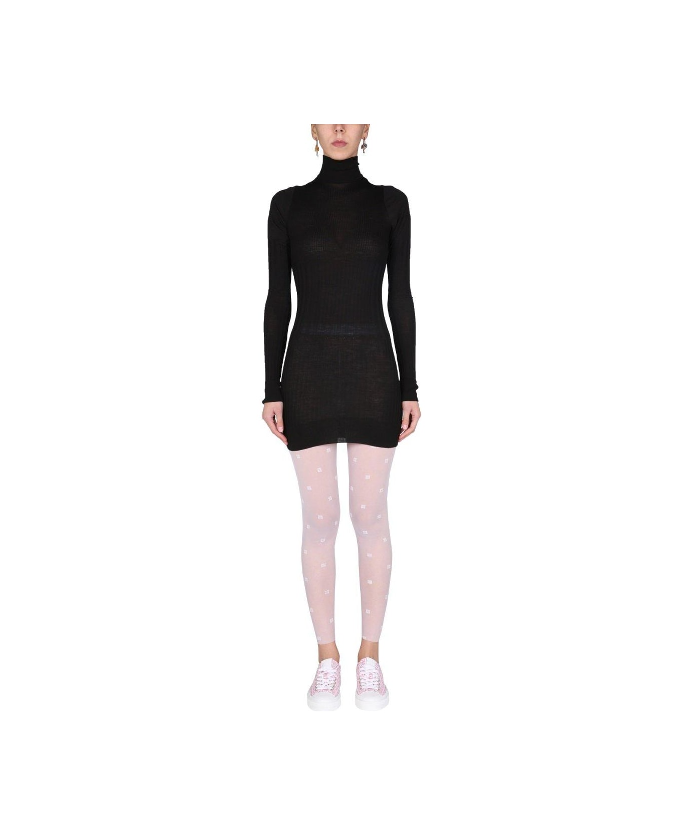 Givenchy Ribbed Slim Fit Mini Dress - BLACK