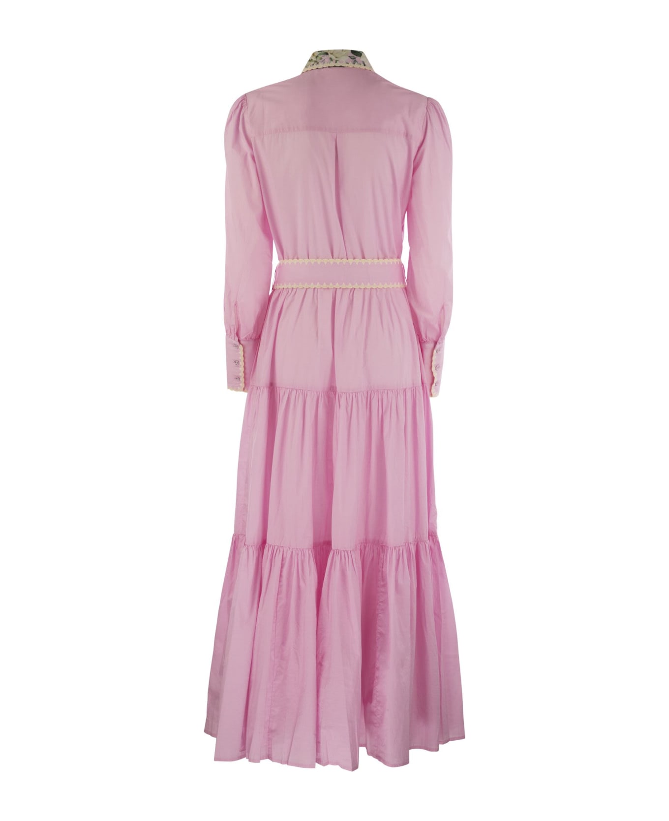 MC2 Saint Barth Long Cotton Dress With Floral Pattern - Pink